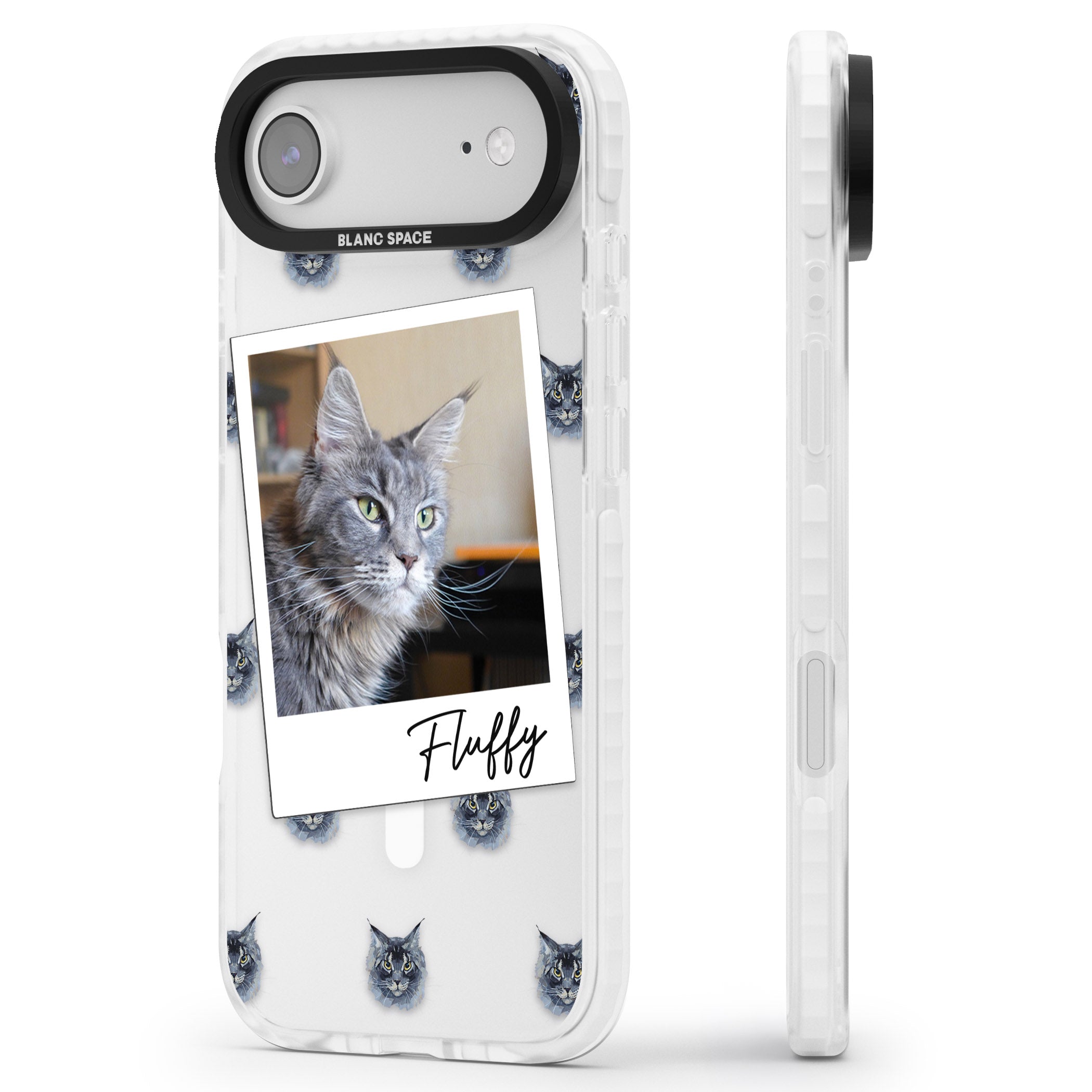 Personalised Maine Coon Photo iPhone 17 Air Impact Pro Clear Phone Case Side Profile