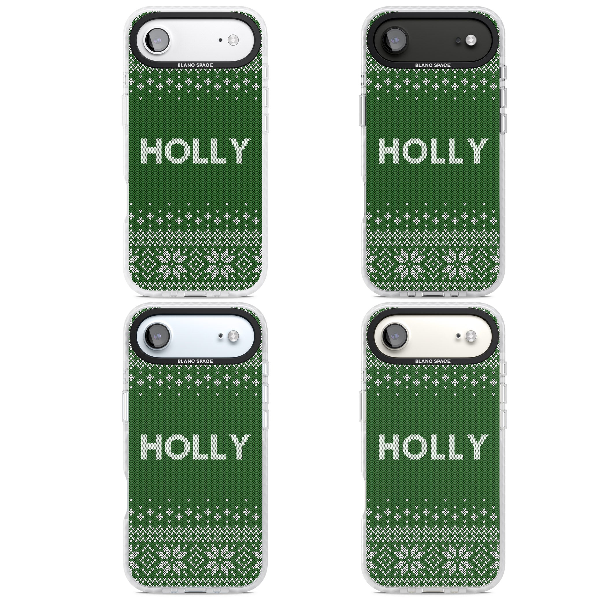 Personalised Green Christmas Knit iPhone 17 Air Impact Pro Clear Phone Case APT Impact Protection