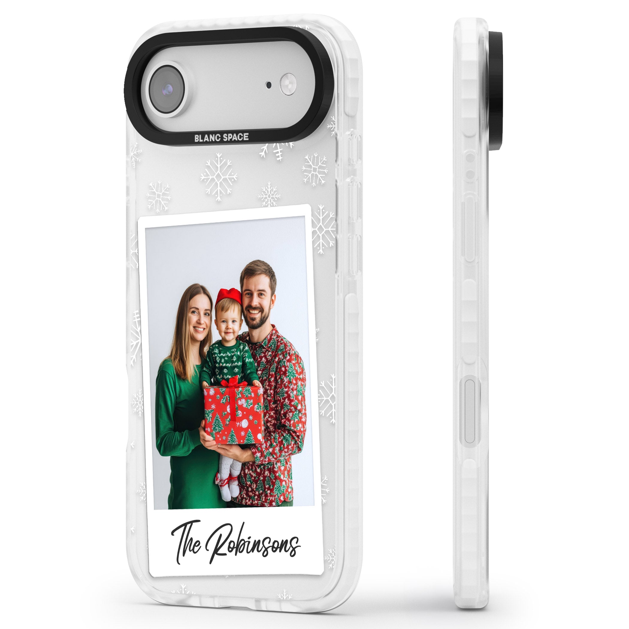 Personalised Snowflake Photo iPhone 17 Air Impact Pro Clear Phone Case Side Profile