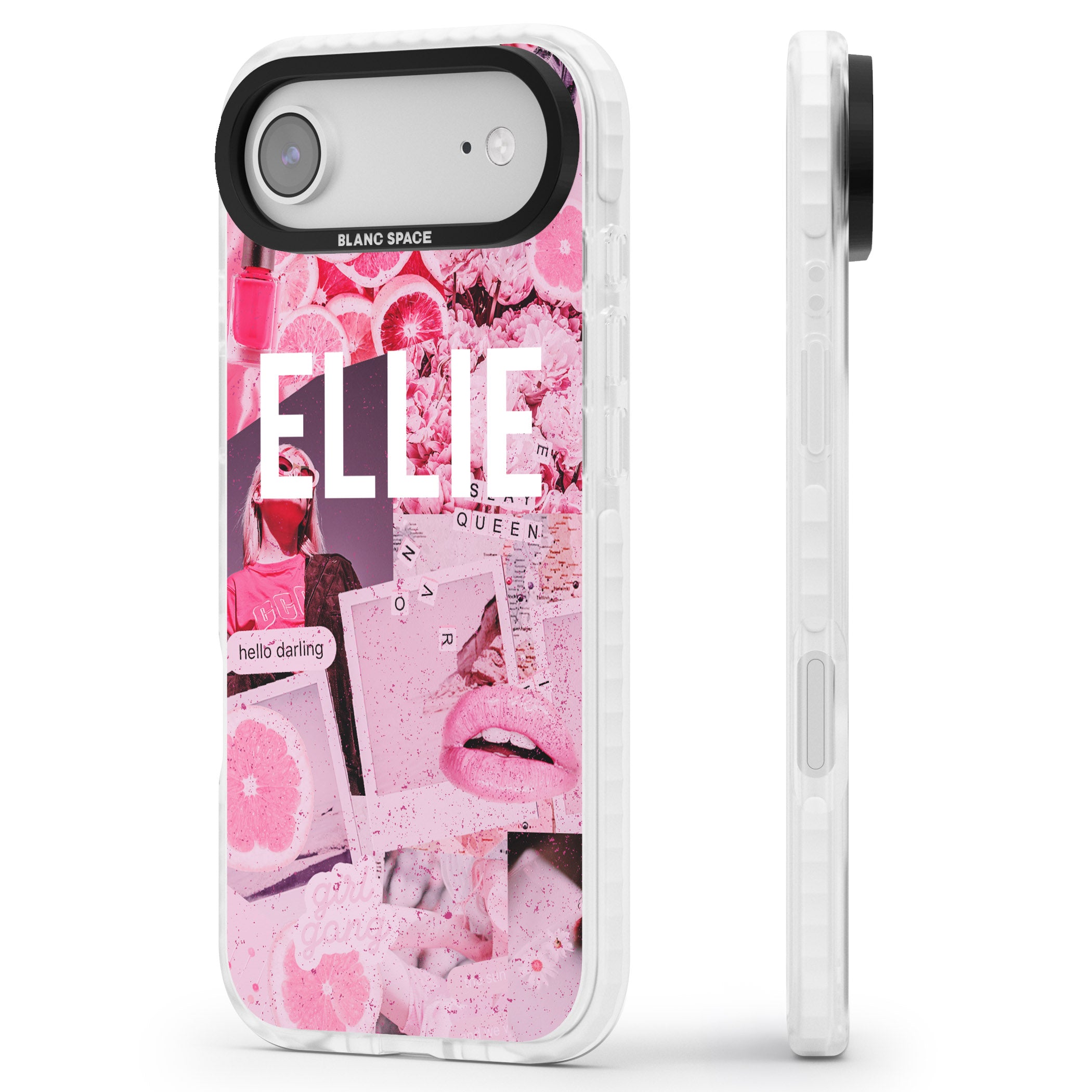 Personalised Sweet Pink Collage iPhone 17 Air Impact Pro Clear Phone Case Side Profile