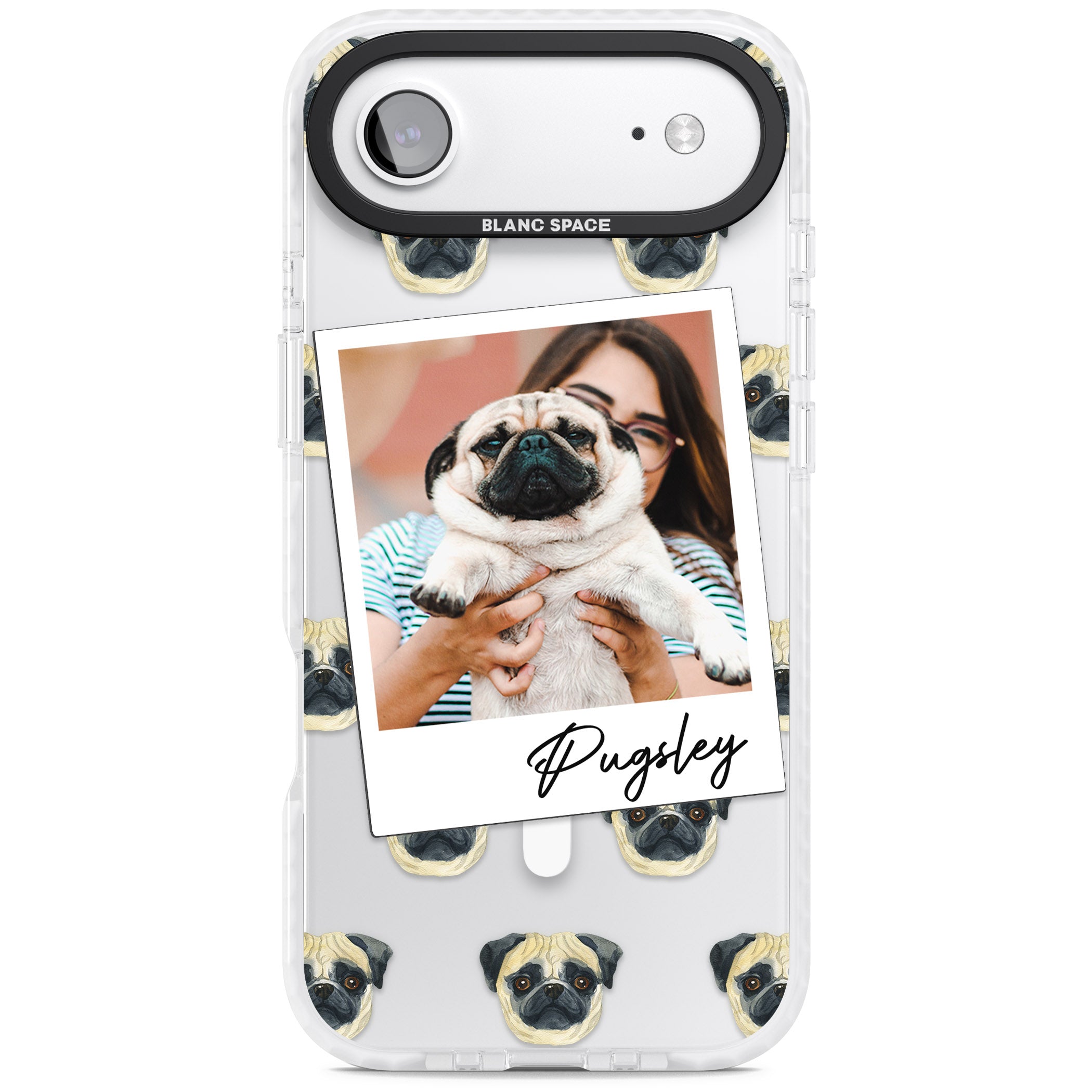 Personalised Pug Instant Camera Photo iPhone 17 Air Impact Pro Clear Phone Case