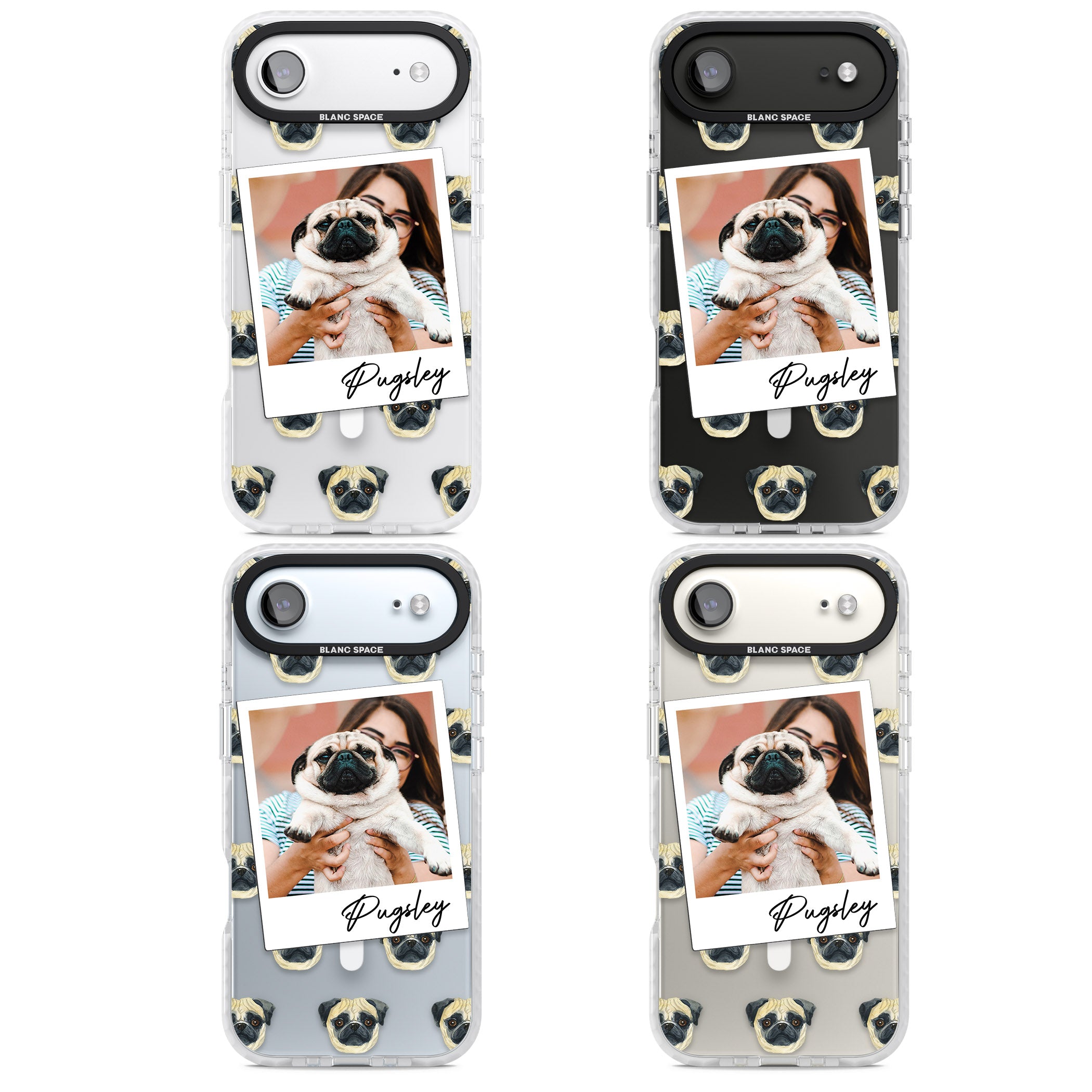 Personalised Pug Instant Camera Photo iPhone 17 Air Impact Pro Clear Phone Case APT Impact Protection
