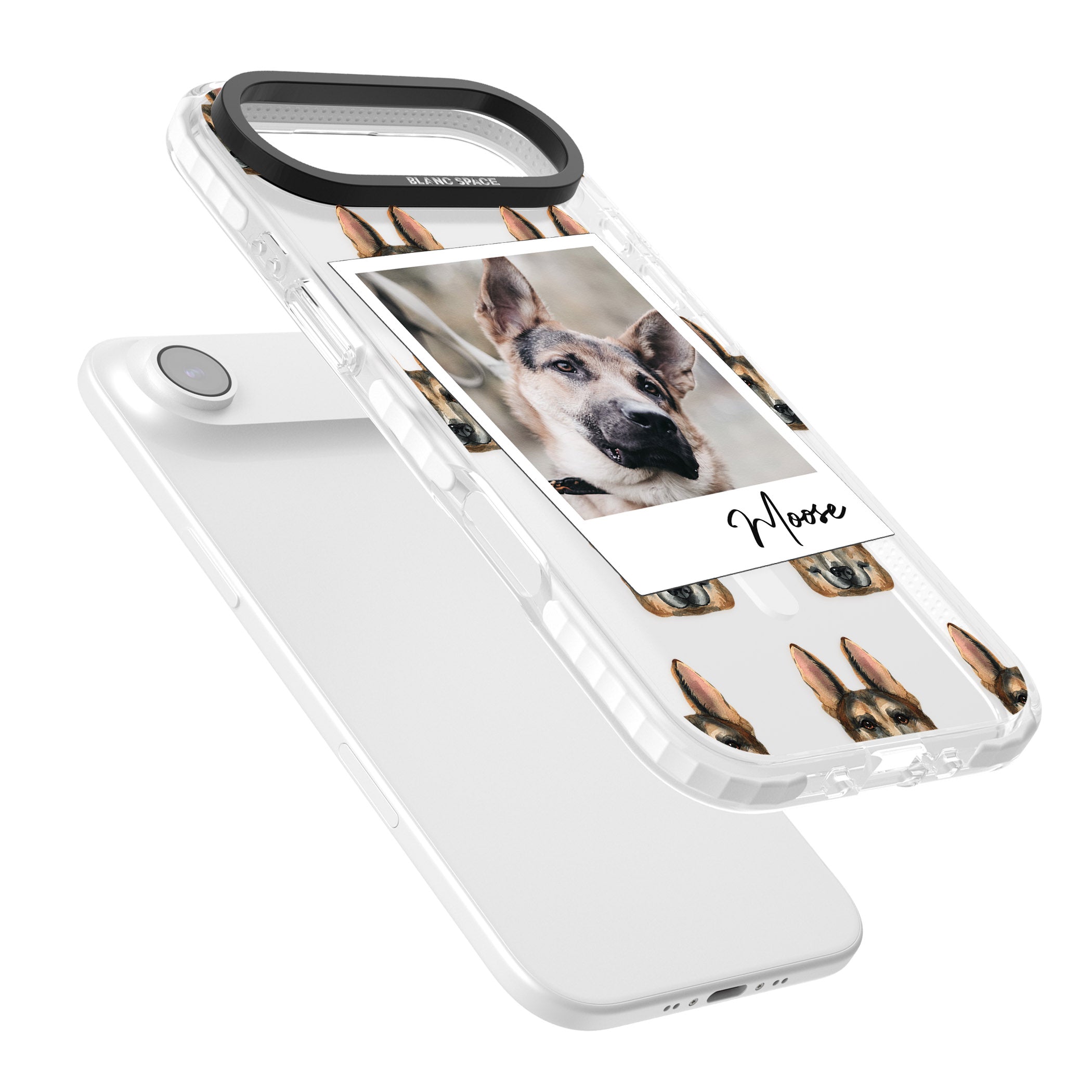 Personalised German Shepherd Instant Camera Photo iPhone 17 Air Impact Pro Clear Phone Case Colours