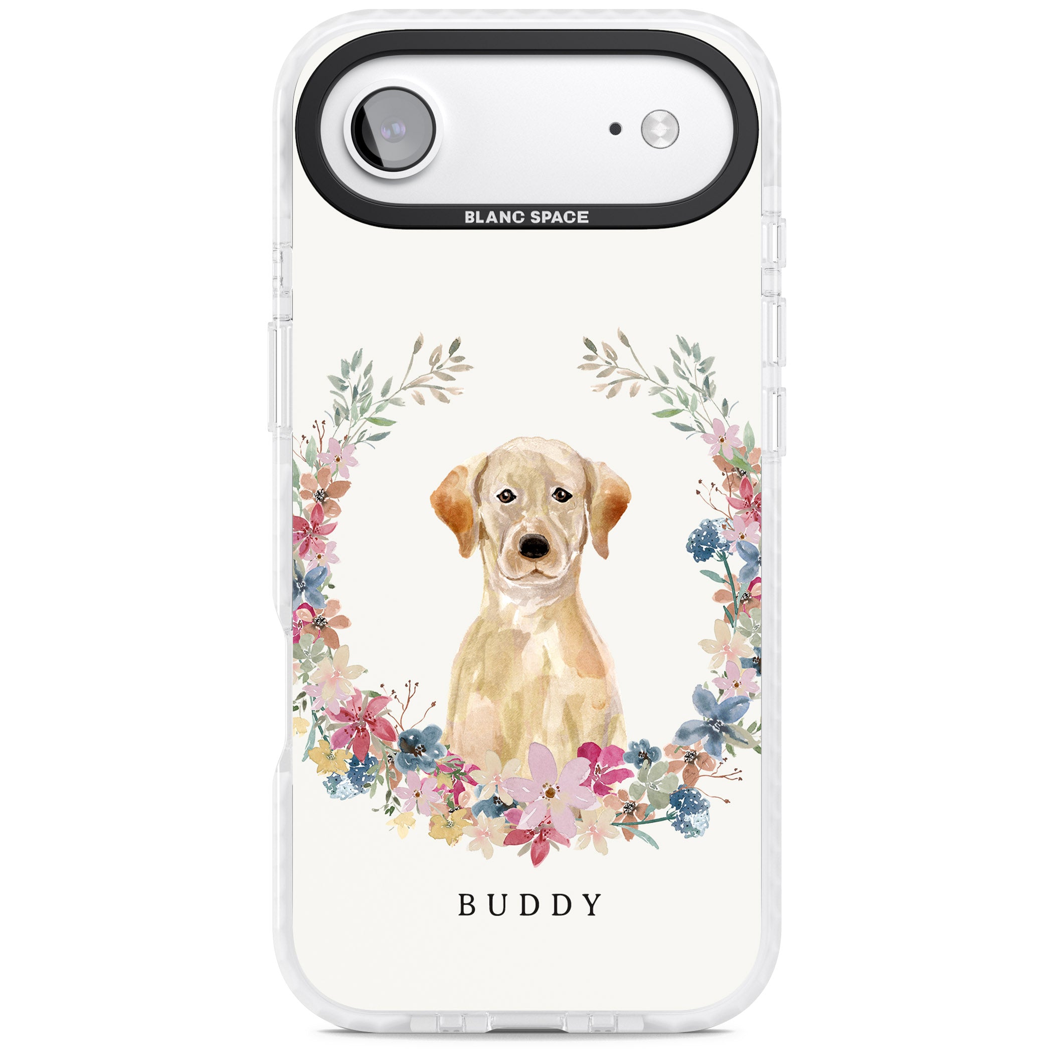 Personalised Yellow Labrador Retriever Floral Portrait iPhone 17 Air Impact Pro Clear Phone Case