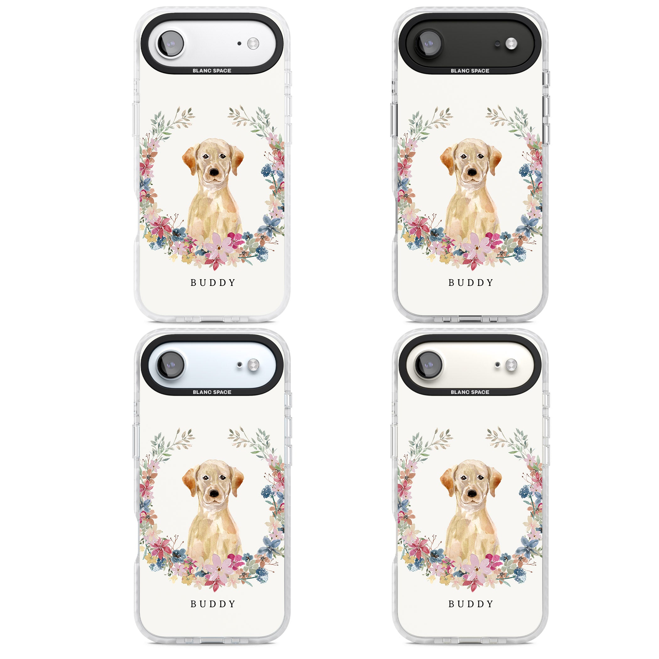 Personalised Yellow Labrador Retriever Floral Portrait iPhone 17 Air Impact Pro Clear Phone Case APT Impact Protection