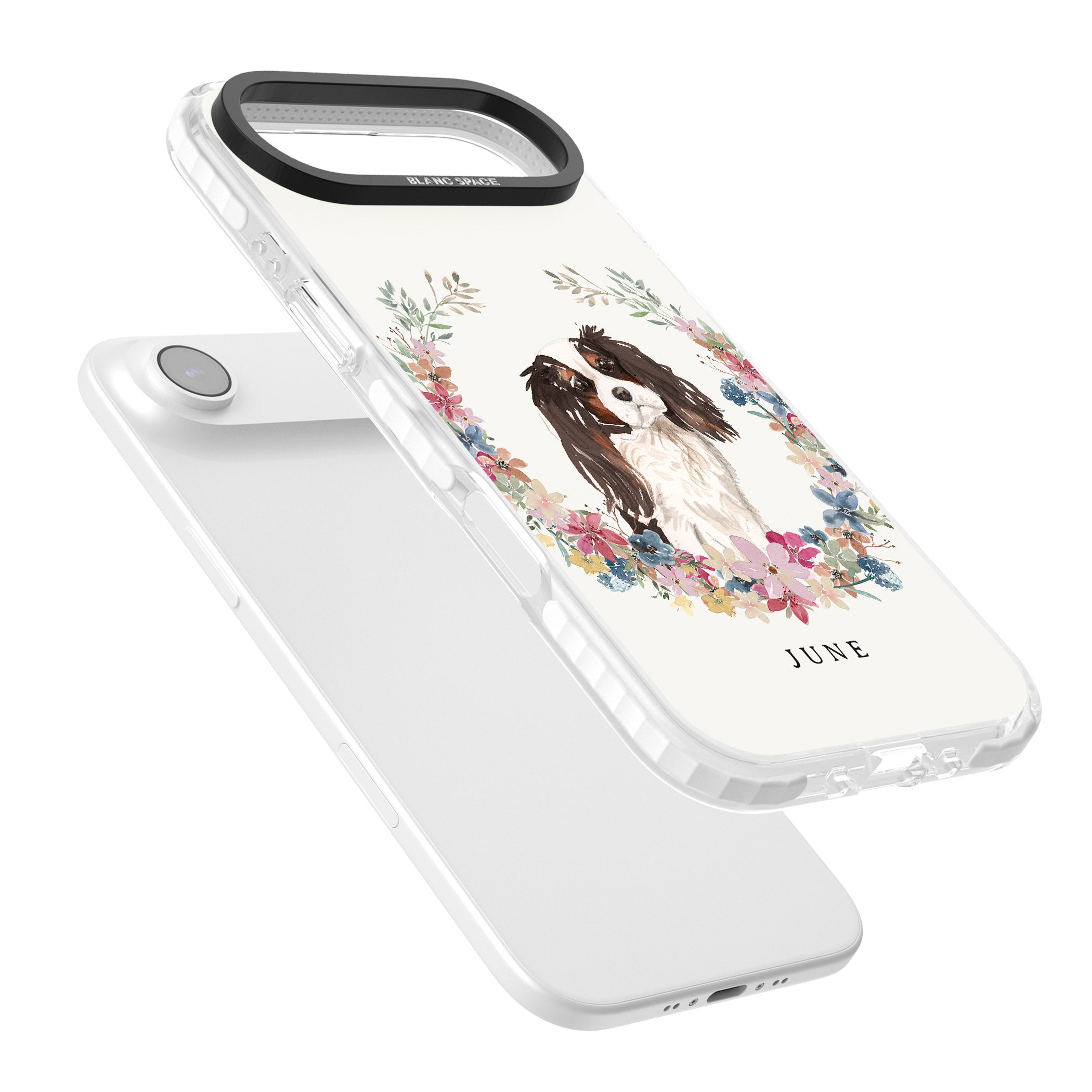 Personalised King Charles Floral Portrait iPhone 17 Air Impact Pro Clear Phone Case Colours
