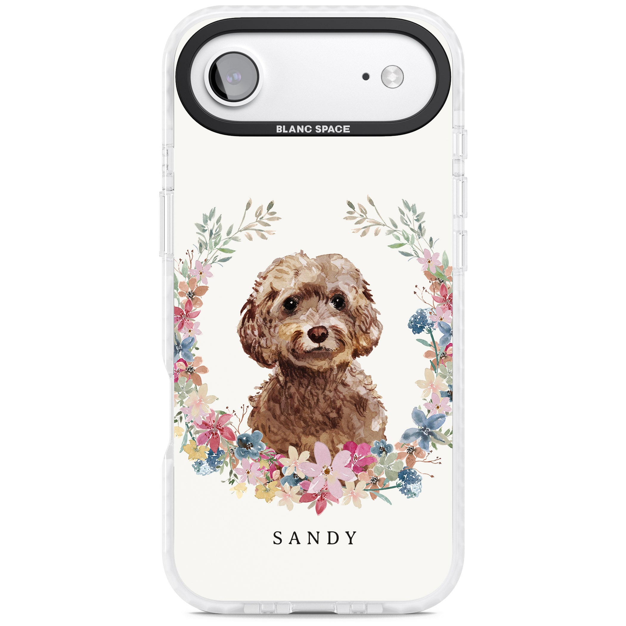 Personalised Brown Cockapoo Floral Portrait iPhone 17 Air Impact Pro Clear Phone Case
