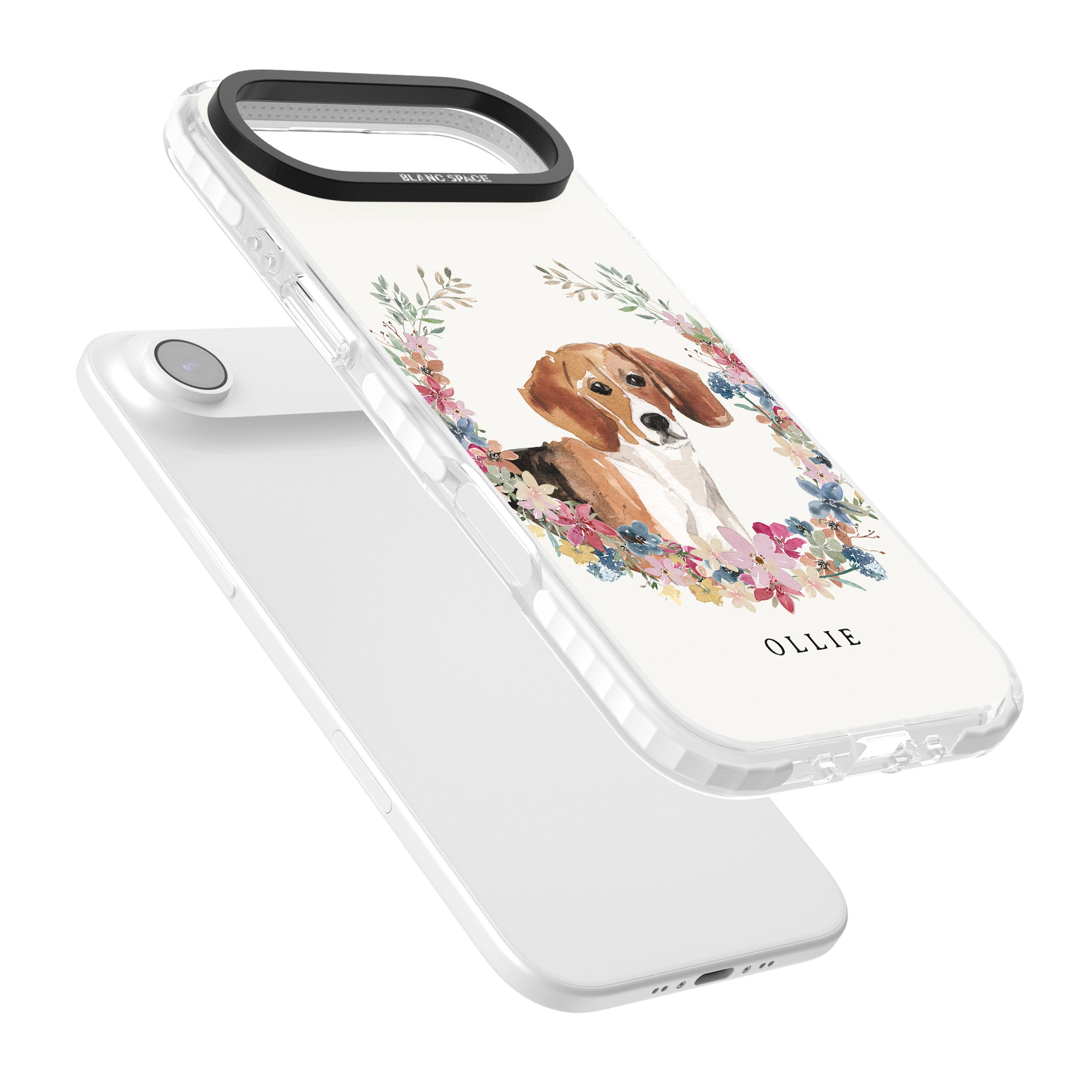 Personalised Beagle Floral Portrait iPhone 17 Air Impact Pro Clear Phone Case Colours