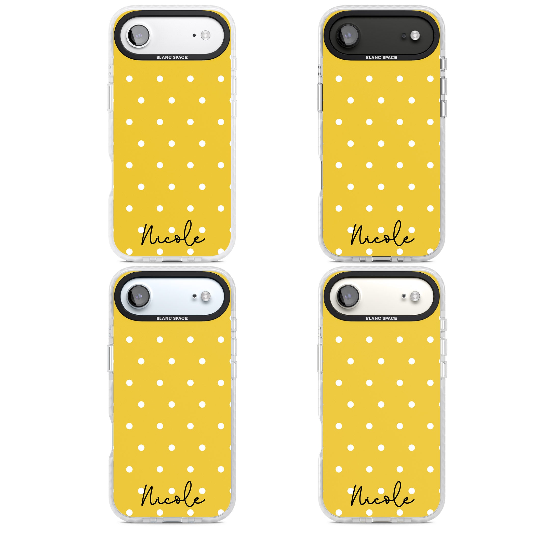 Personalised Yellow Polka Dot iPhone 17 Air Impact Pro Clear Phone Case APT Impact Protection