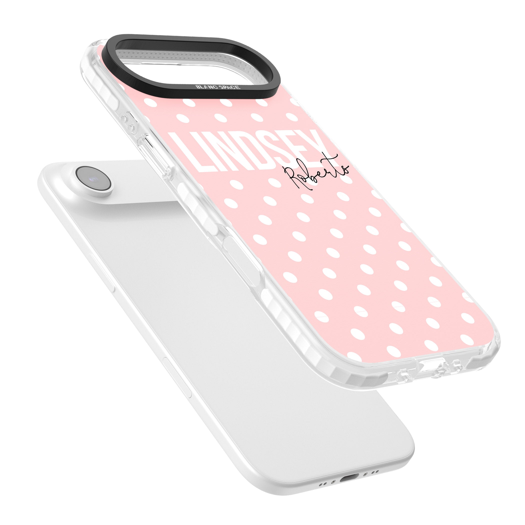 Personalised Pink Polka iPhone 17 Air Impact Pro Clear Phone Case Colours