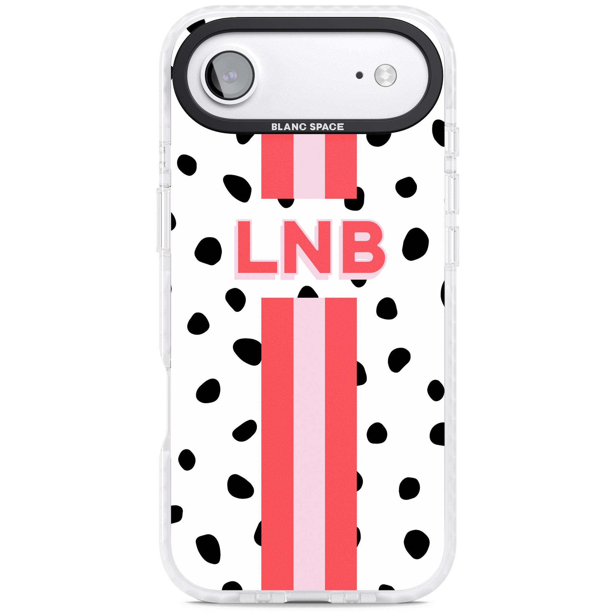 Personalised Polka & Pink Stripe iPhone 17 Air Impact Pro Clear Phone Case