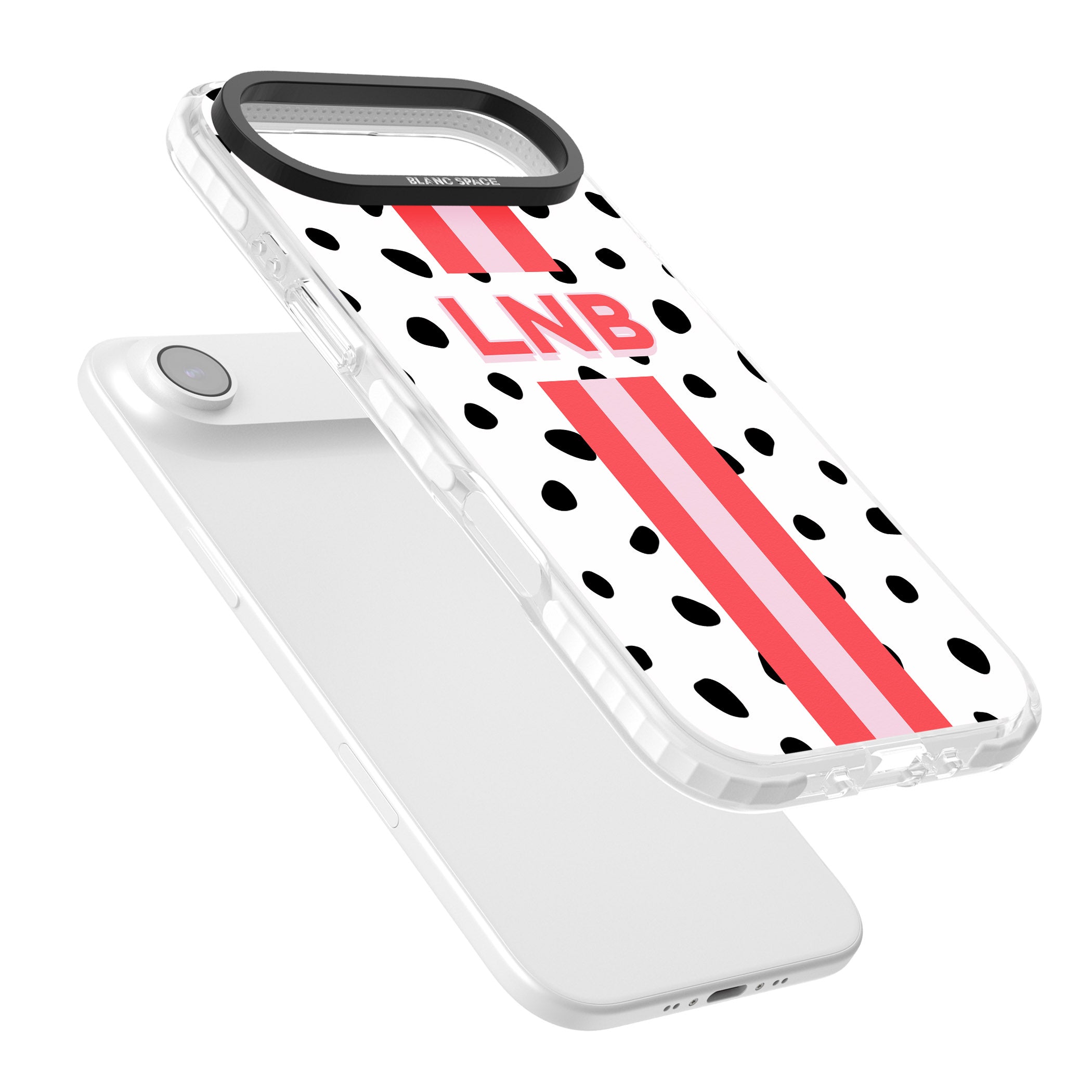 Personalised Polka & Pink Stripe iPhone 17 Air Impact Pro Clear Phone Case Colours