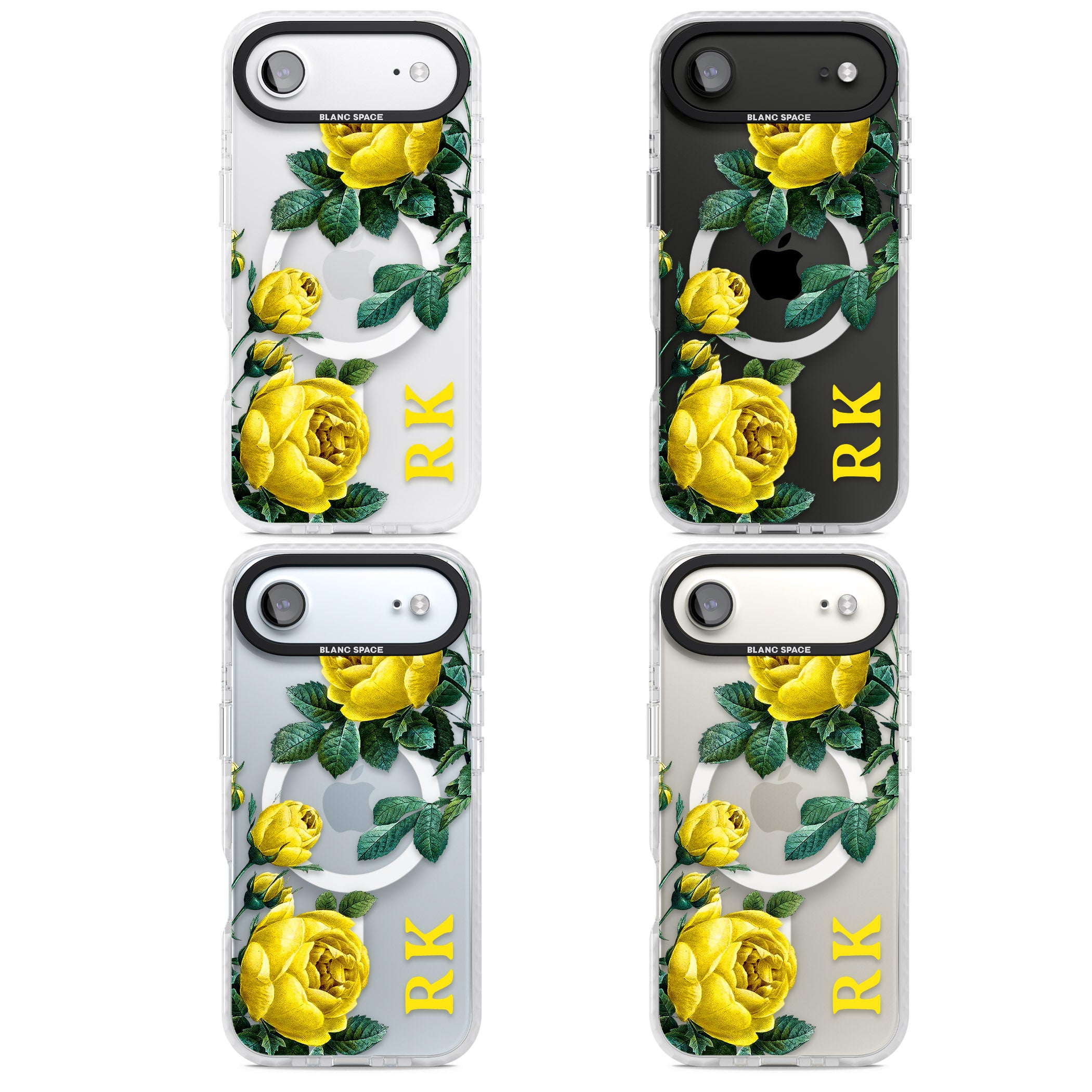 Personalised Vintage Floral Yellow Roses iPhone 17 Air Impact Pro Clear Phone Case APT Impact Protection