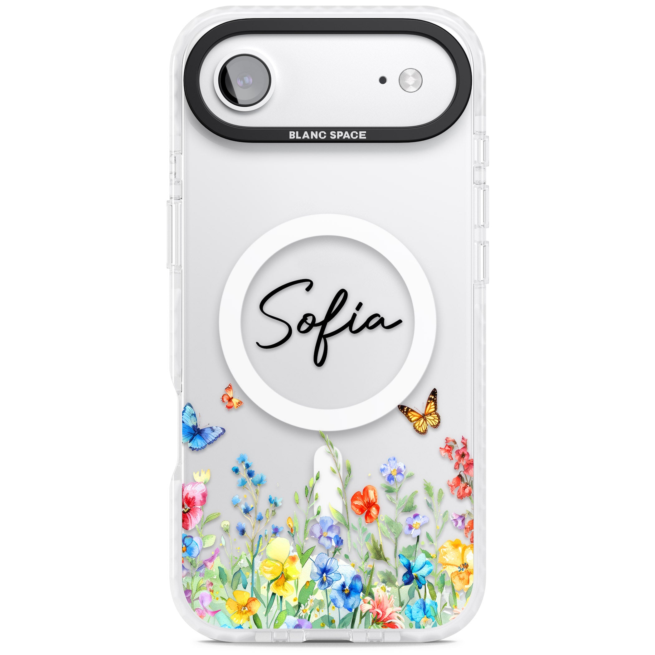 Personalised Buterflies Wildflowers iPhone 17 Air Impact Pro Clear Phone Case