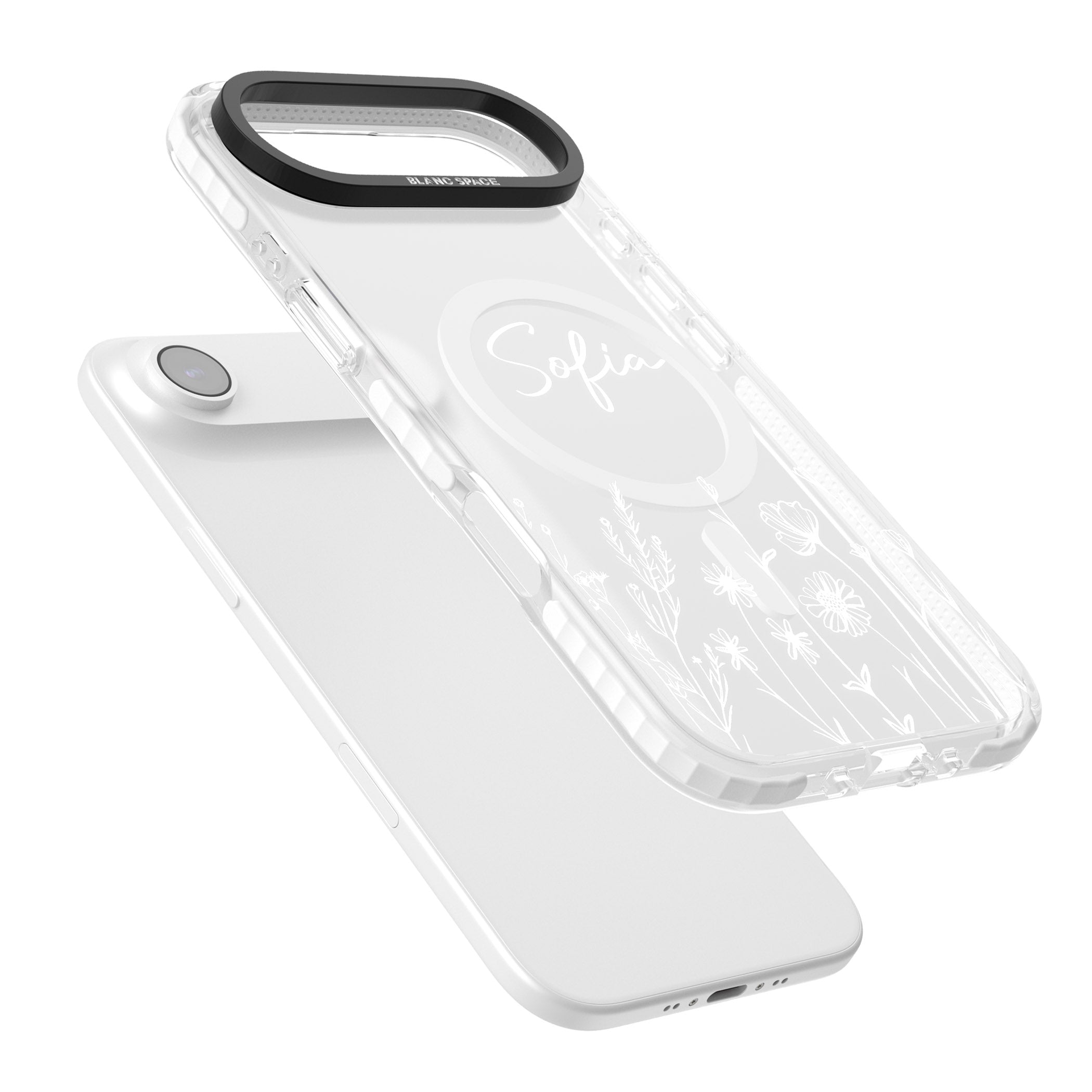 Personalised White Wildflowers iPhone 17 Air Impact Pro Clear Phone Case Colours