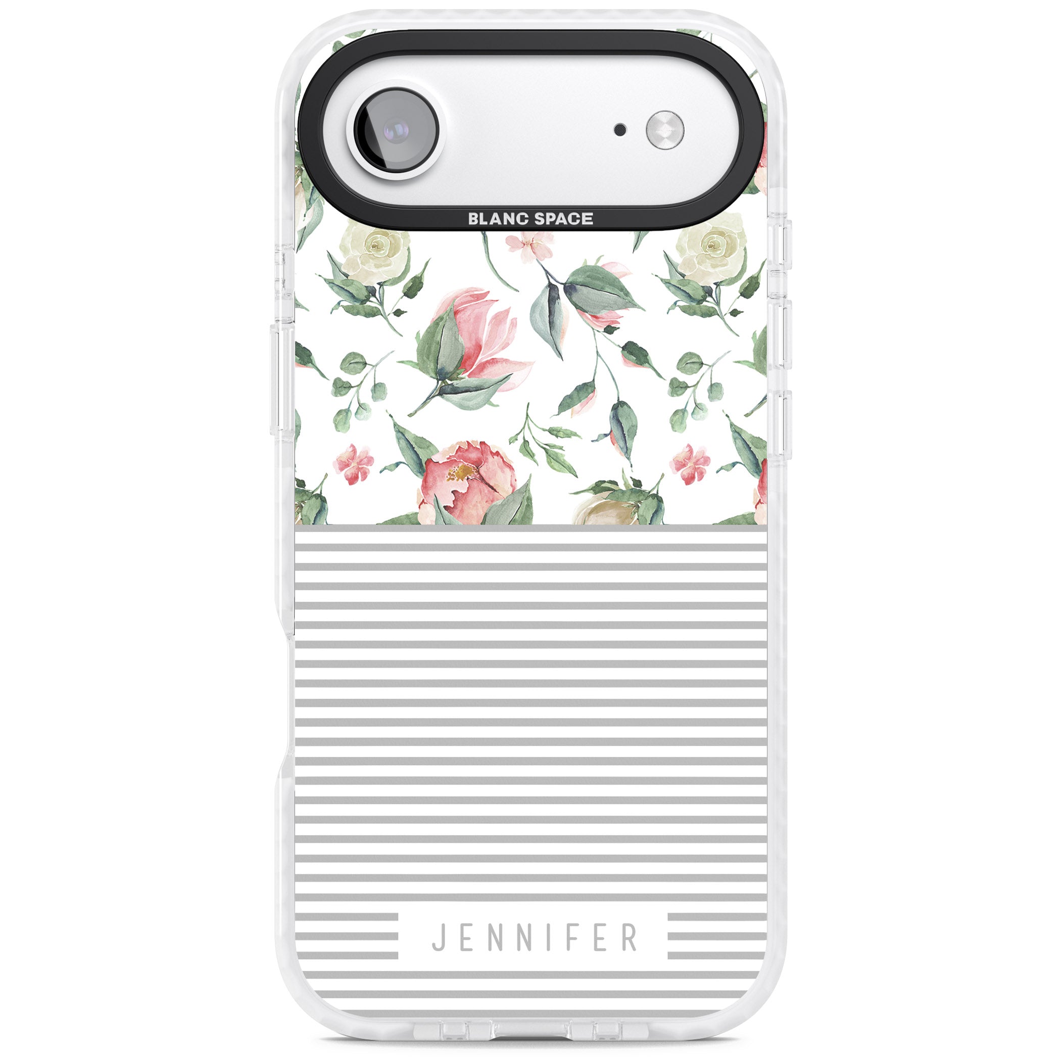 Personalised Light Floral Pattern & Stripes iPhone 17 Air Impact Pro Clear Phone Case