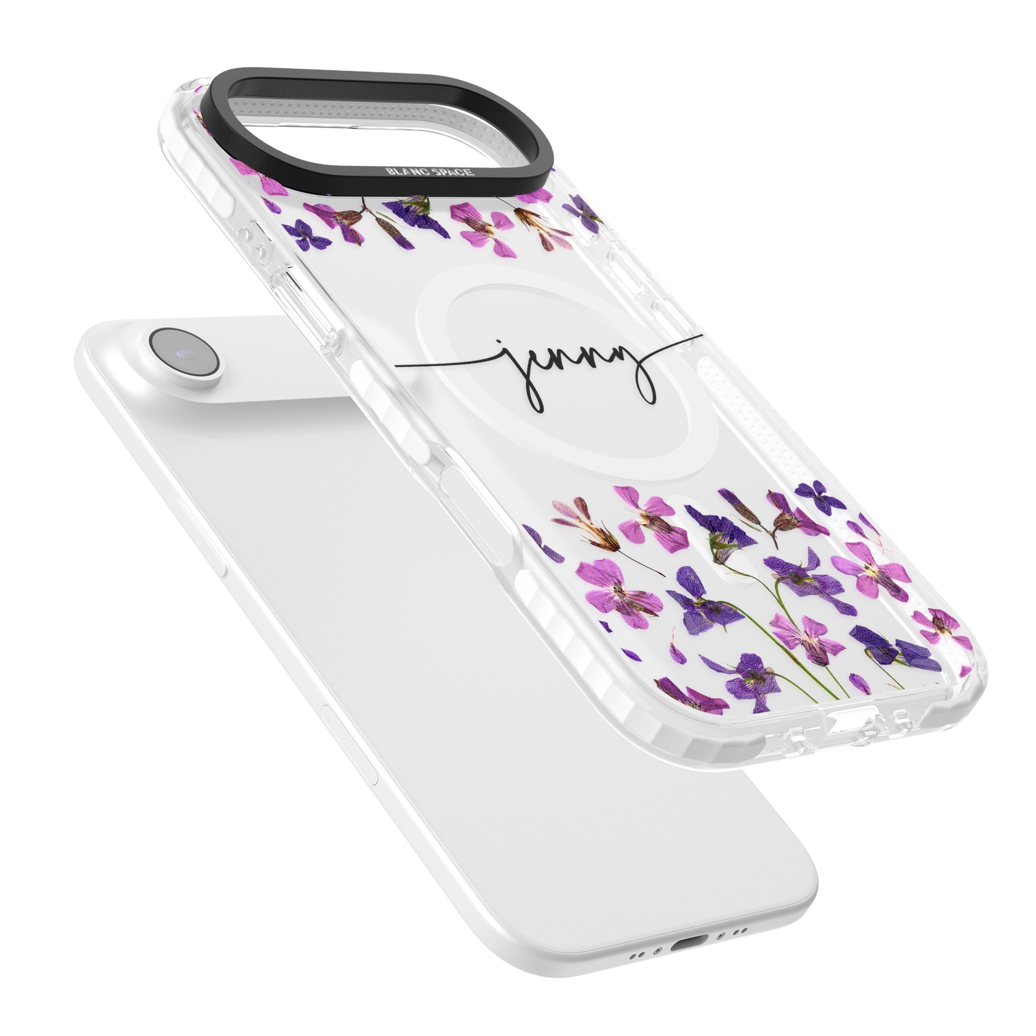 Personalised Purple Violets iPhone 17 Air Impact Pro Clear Phone Case Colours