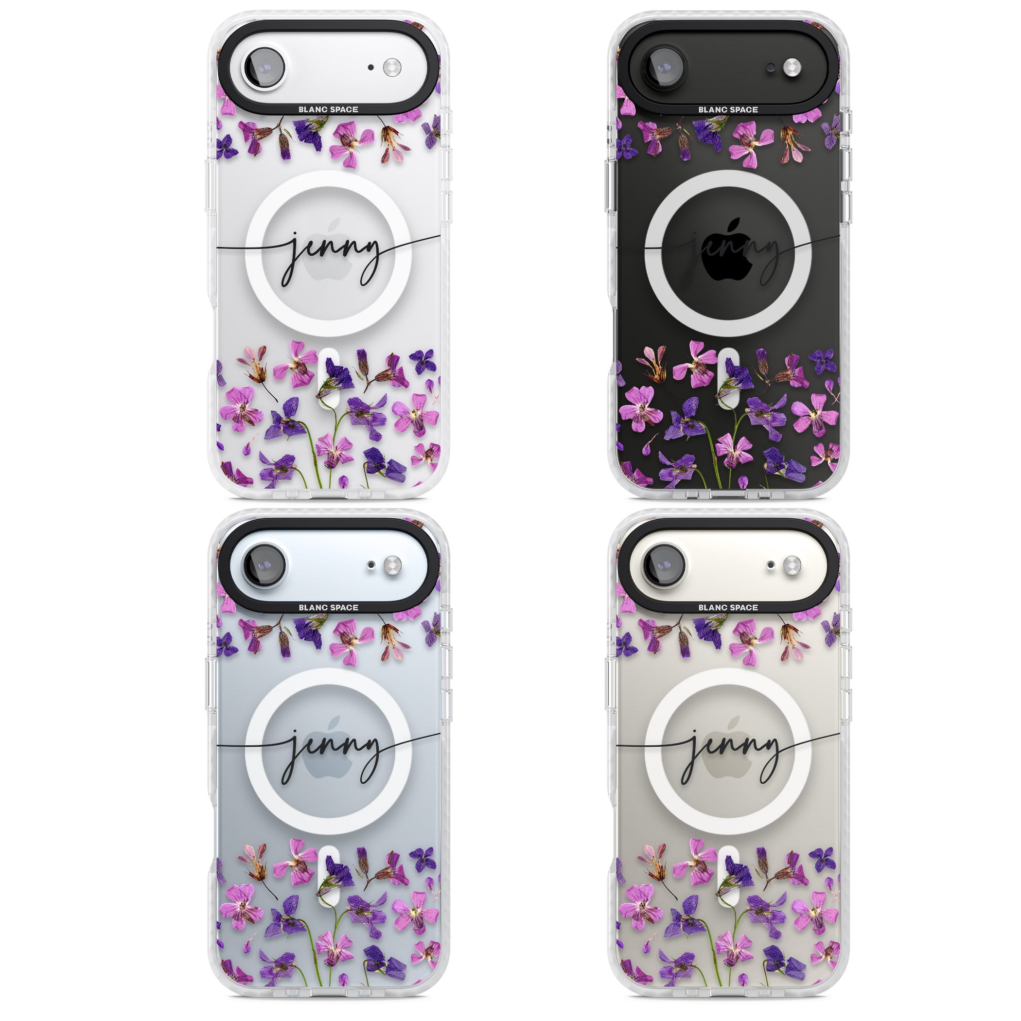 Personalised Purple Violets iPhone 17 Air Impact Pro Clear Phone Case APT Impact Protection