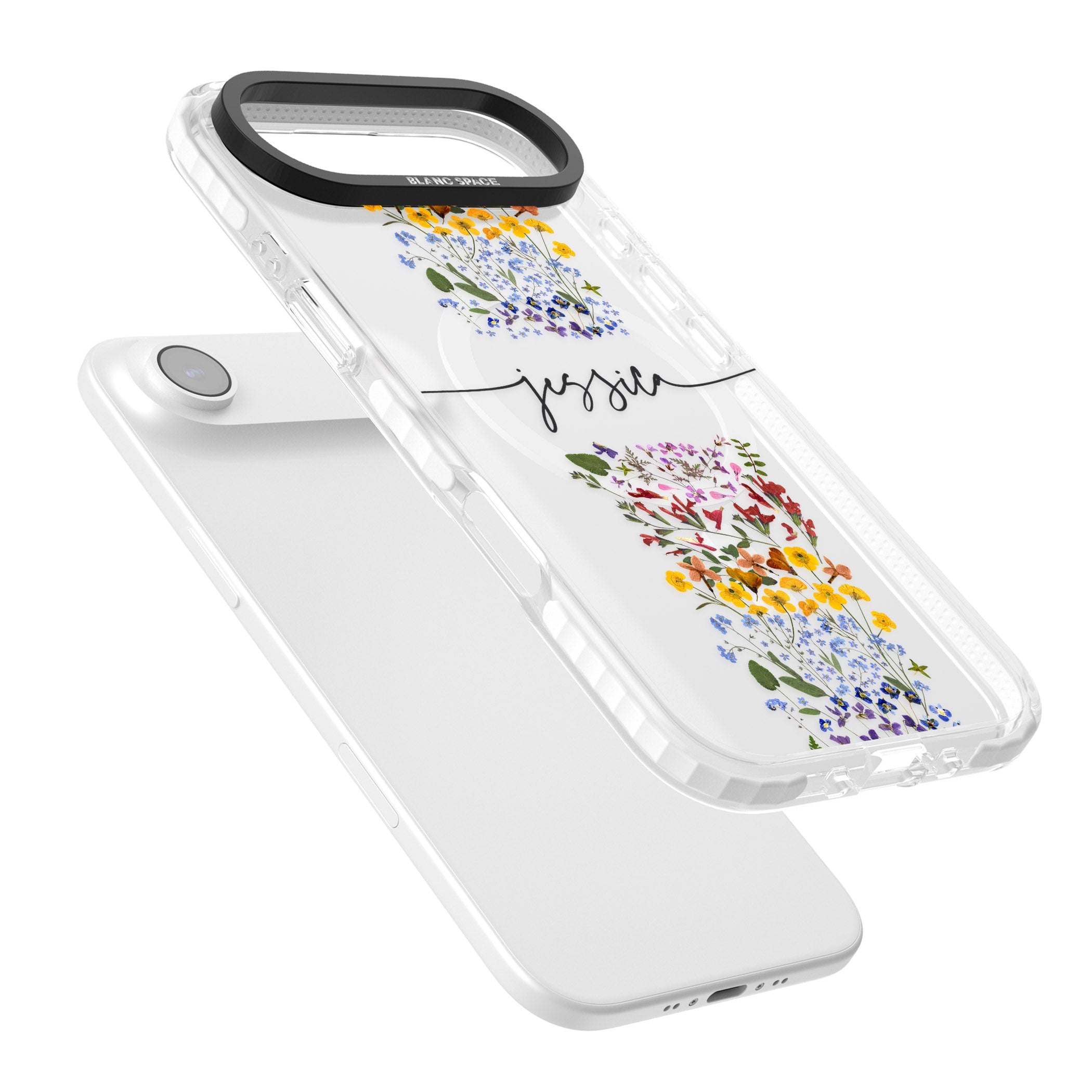 Personalised Wildflower Stripe iPhone 17 Air Impact Pro Clear Phone Case Colours