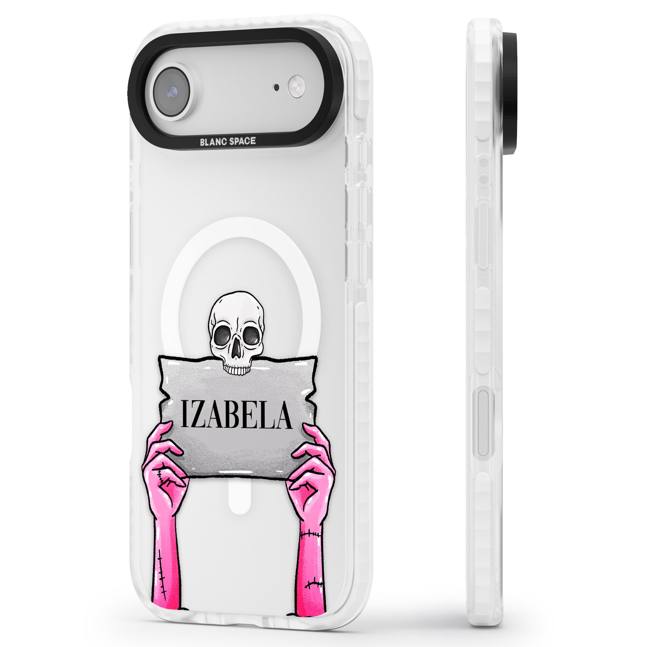Personalised Grave Plaque iPhone 17 Air Impact Pro Clear Phone Case Side Profile