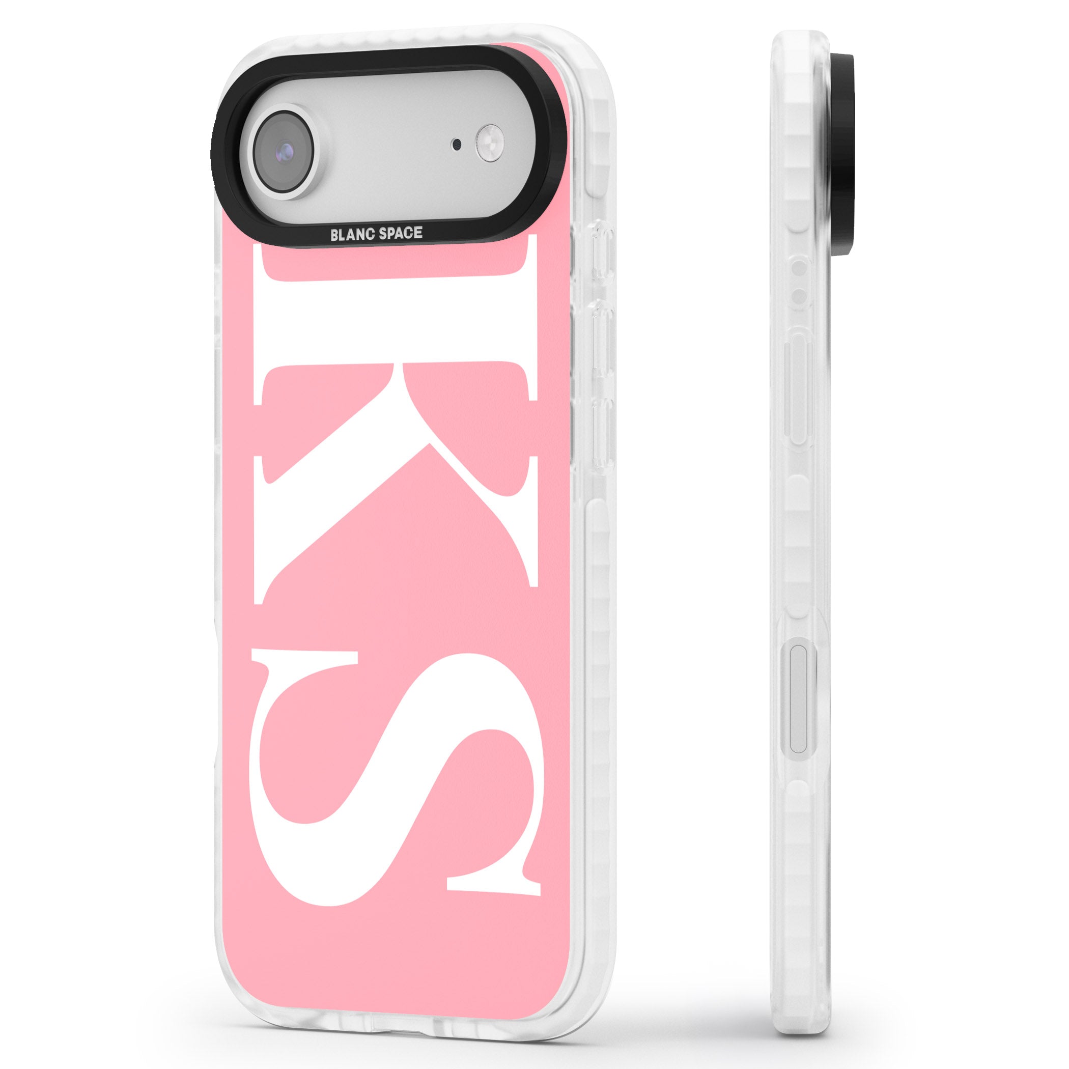 Personalised White & Pink Letters iPhone 17 Air Impact Pro Clear Phone Case Side Profile