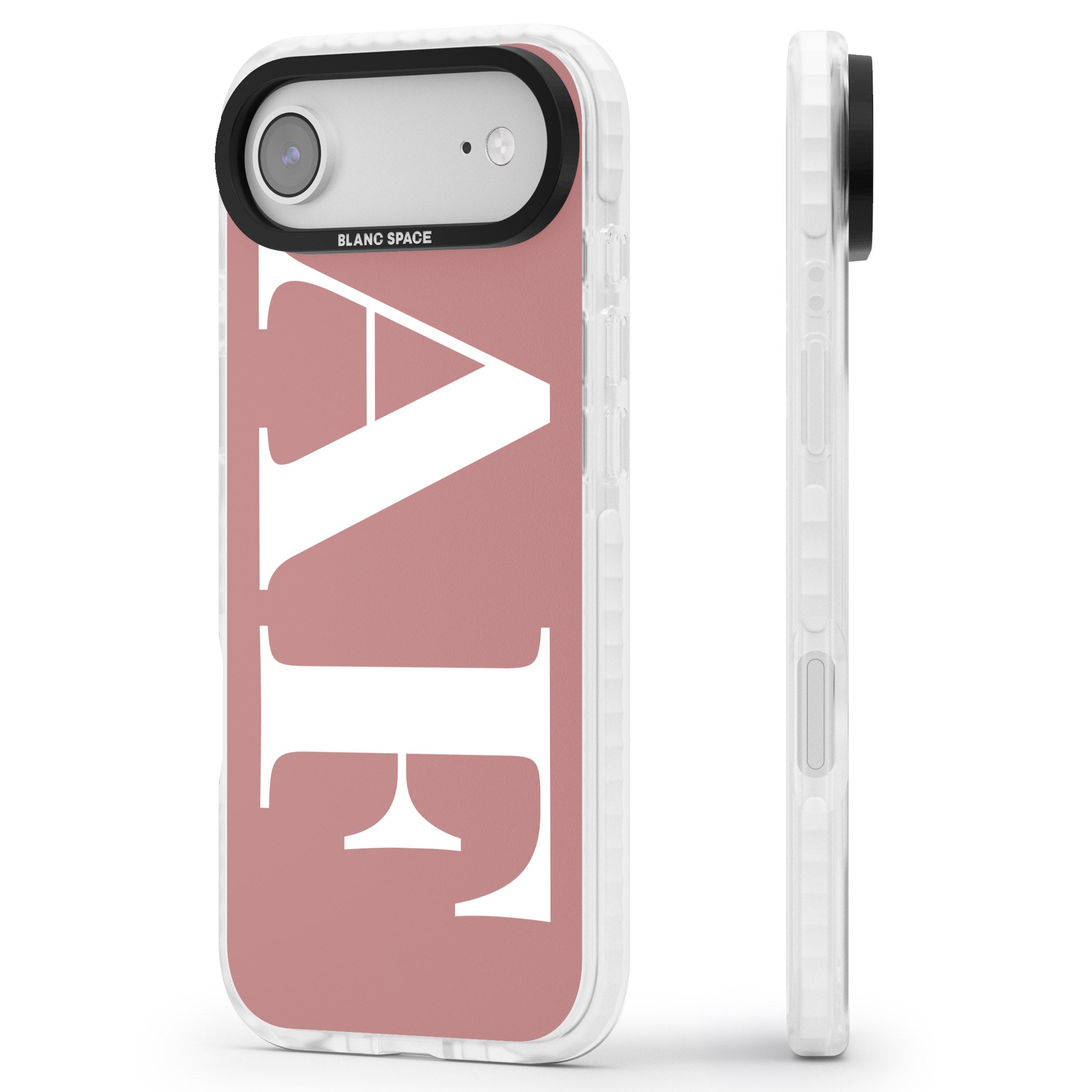 Personalised White & Rose Letters iPhone 17 Air Impact Pro Clear Phone Case Side Profile