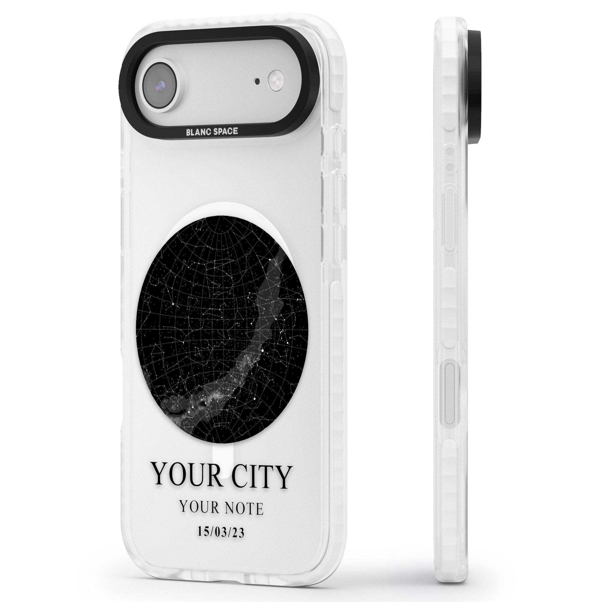 Personalised Star Map iPhone 17 Air Impact Pro Clear Phone Case Side Profile