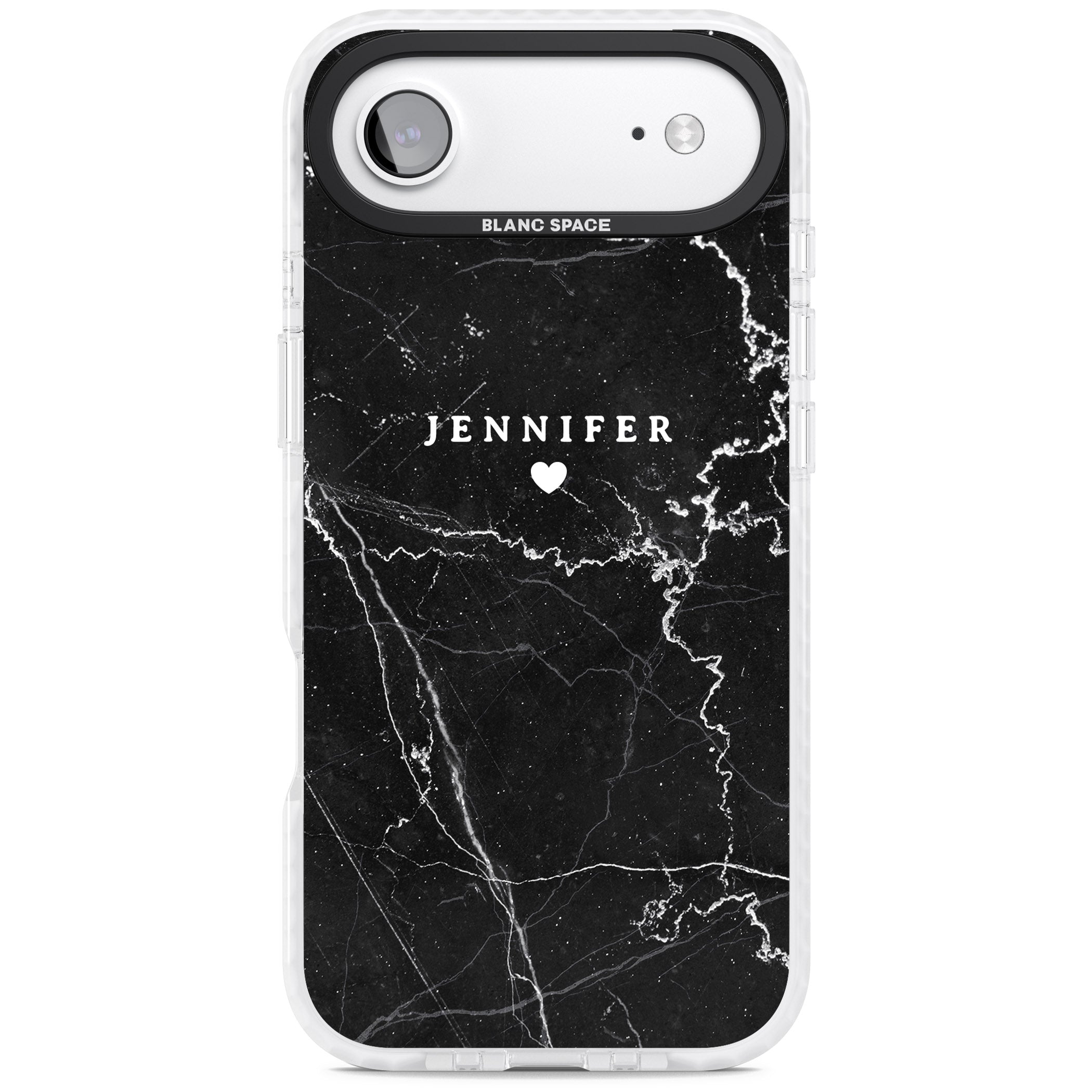 Personalised Black Marble iPhone 17 Air Impact Pro Clear Phone Case