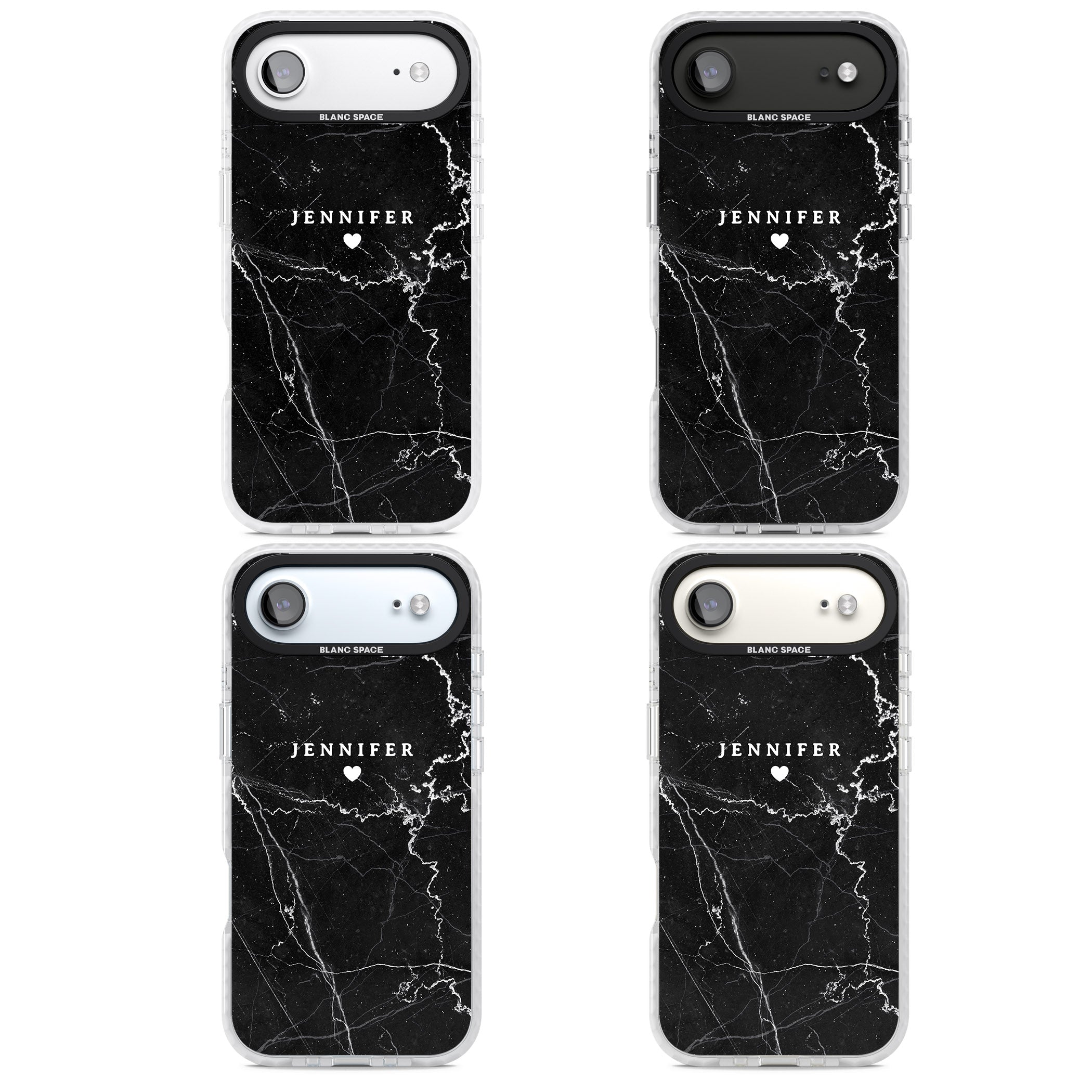 Personalised Black Marble iPhone 17 Air Impact Pro Clear Phone Case APT Impact Protection