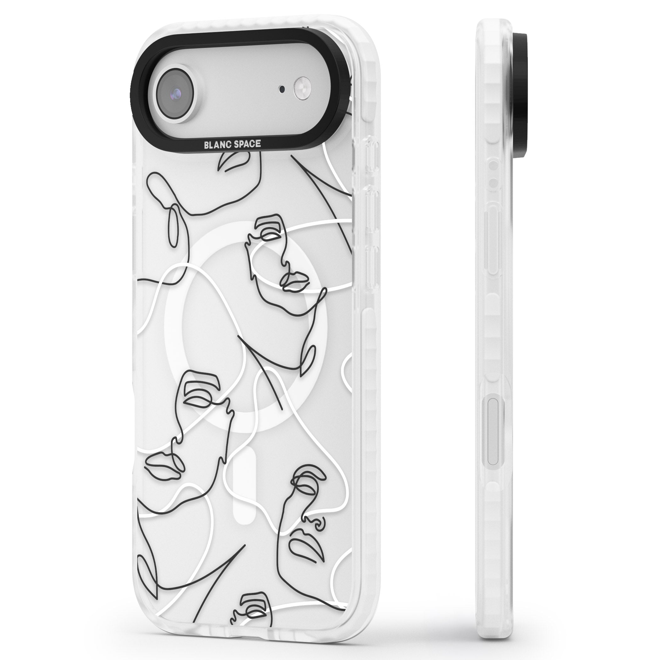 Personalised Abstract Faces iPhone 17 Air Impact Pro Clear Phone Case Side Profile