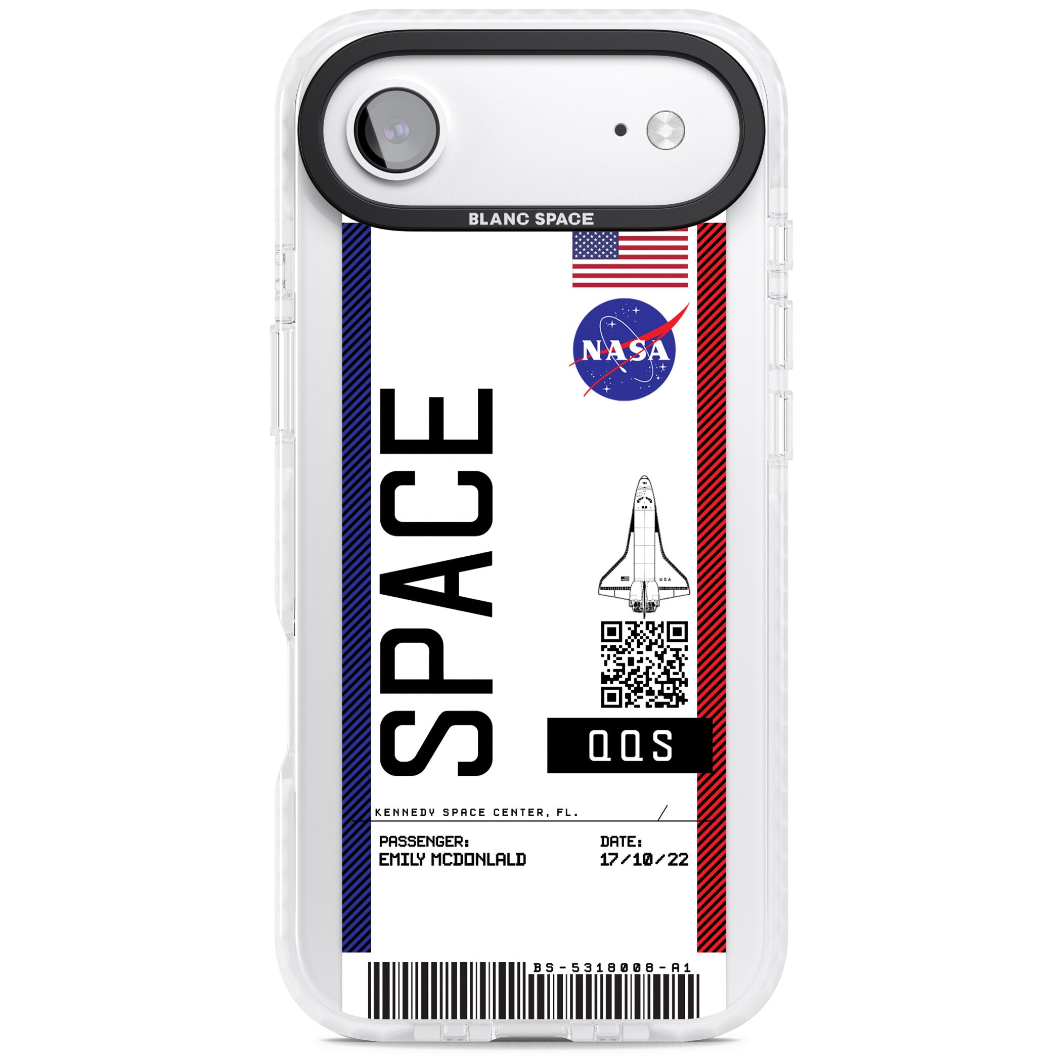 Personalised Nasa Boarding Pass (Light) iPhone 17 Air Impact Pro Clear Phone Case