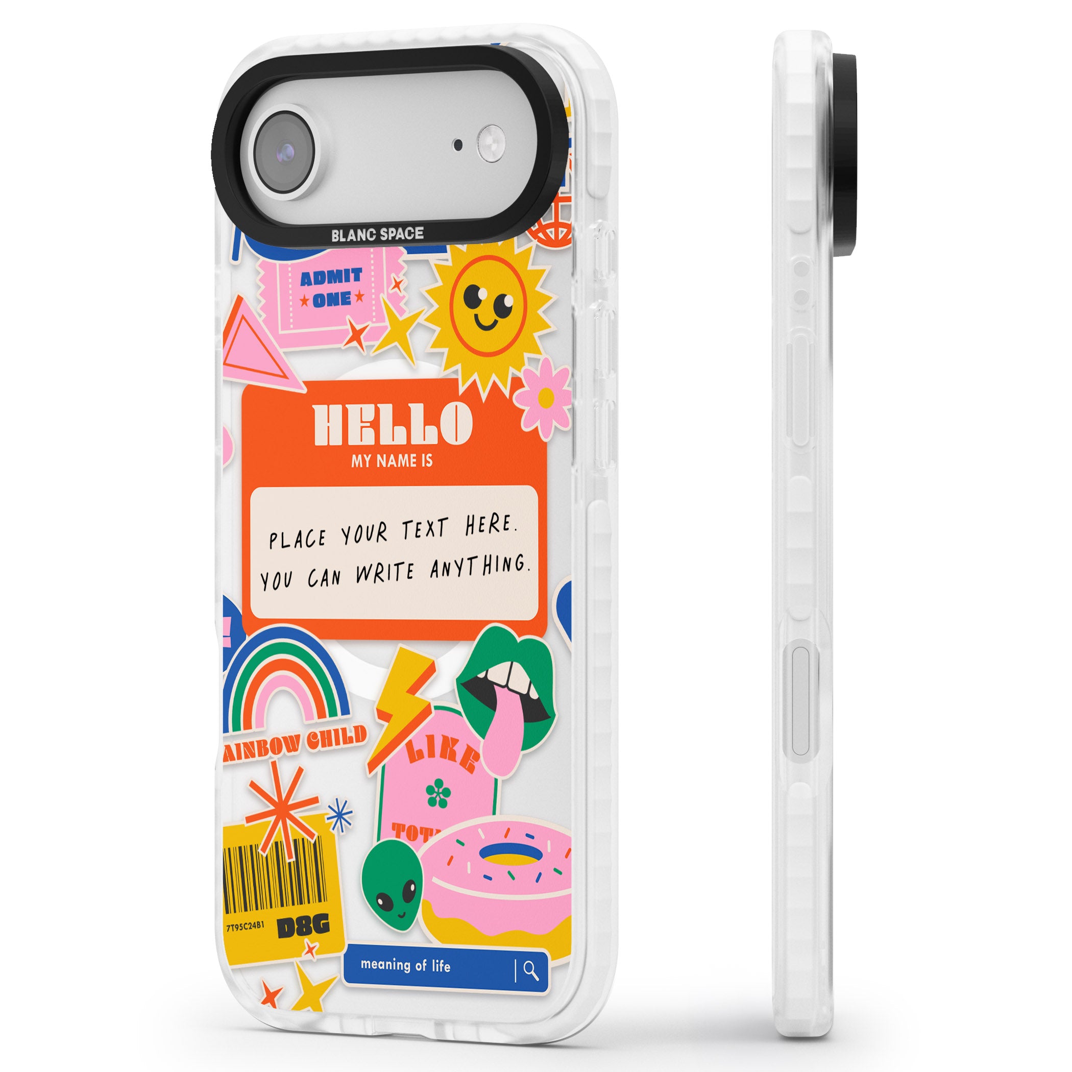 Personalised Retro Vibes Sticker iPhone 17 Air Impact Pro Clear Phone Case Side Profile