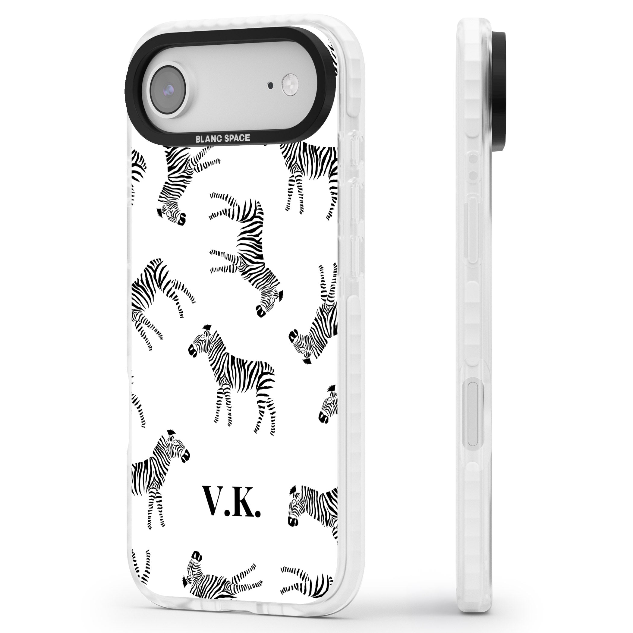Personalised Zebra Pattern iPhone 17 Air Impact Pro Clear Phone Case Side Profile