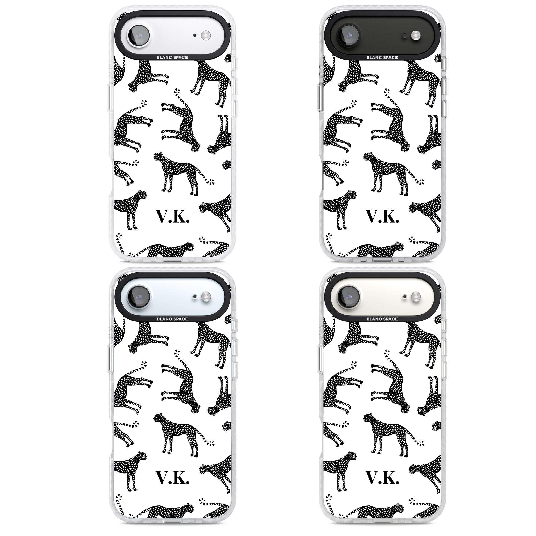 Personalised Black & White Cheetah Pattern iPhone 17 Air Impact Pro Clear Phone Case APT Impact Protection
