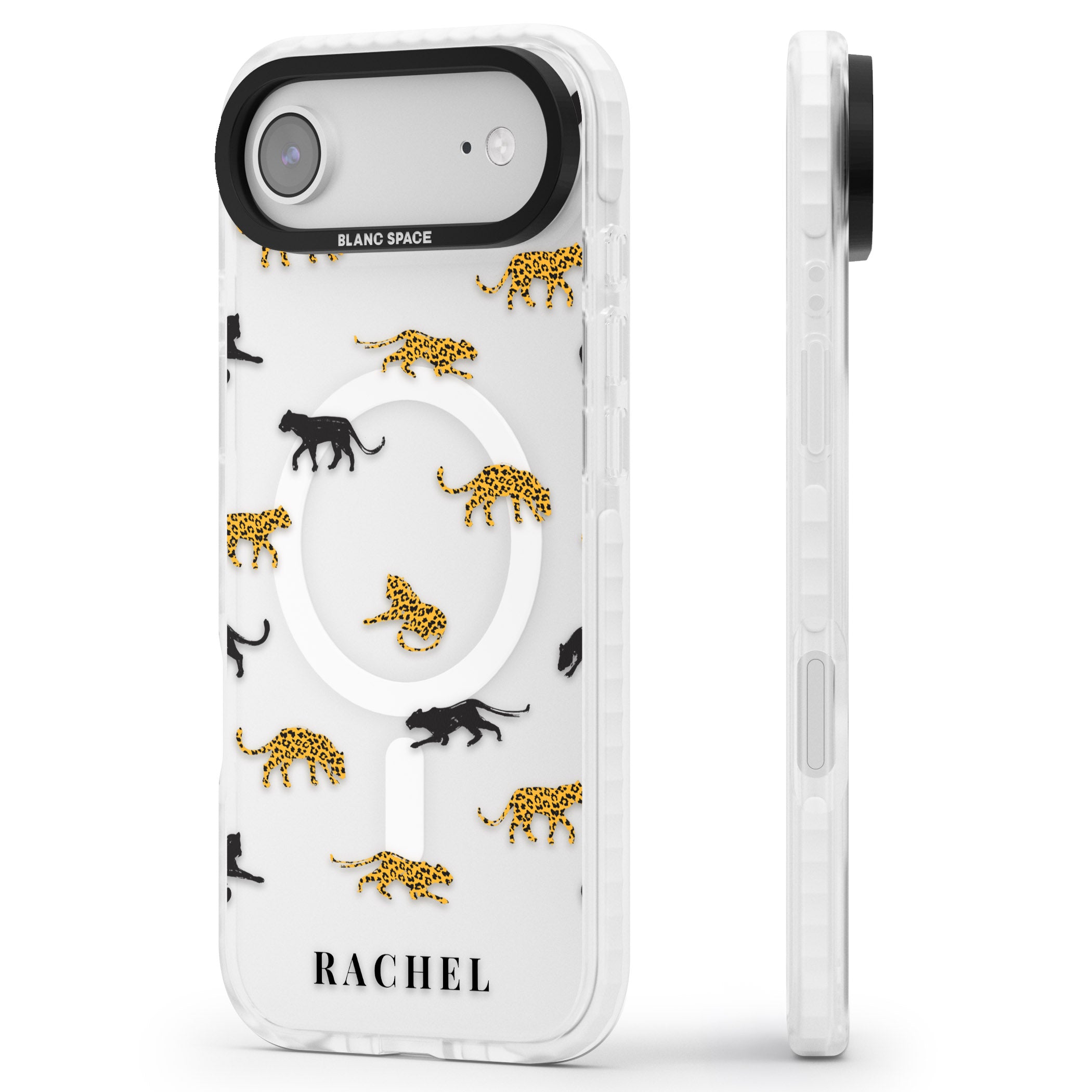 Personalised Jaguar Pattern iPhone 17 Air Impact Pro Clear Phone Case Side Profile