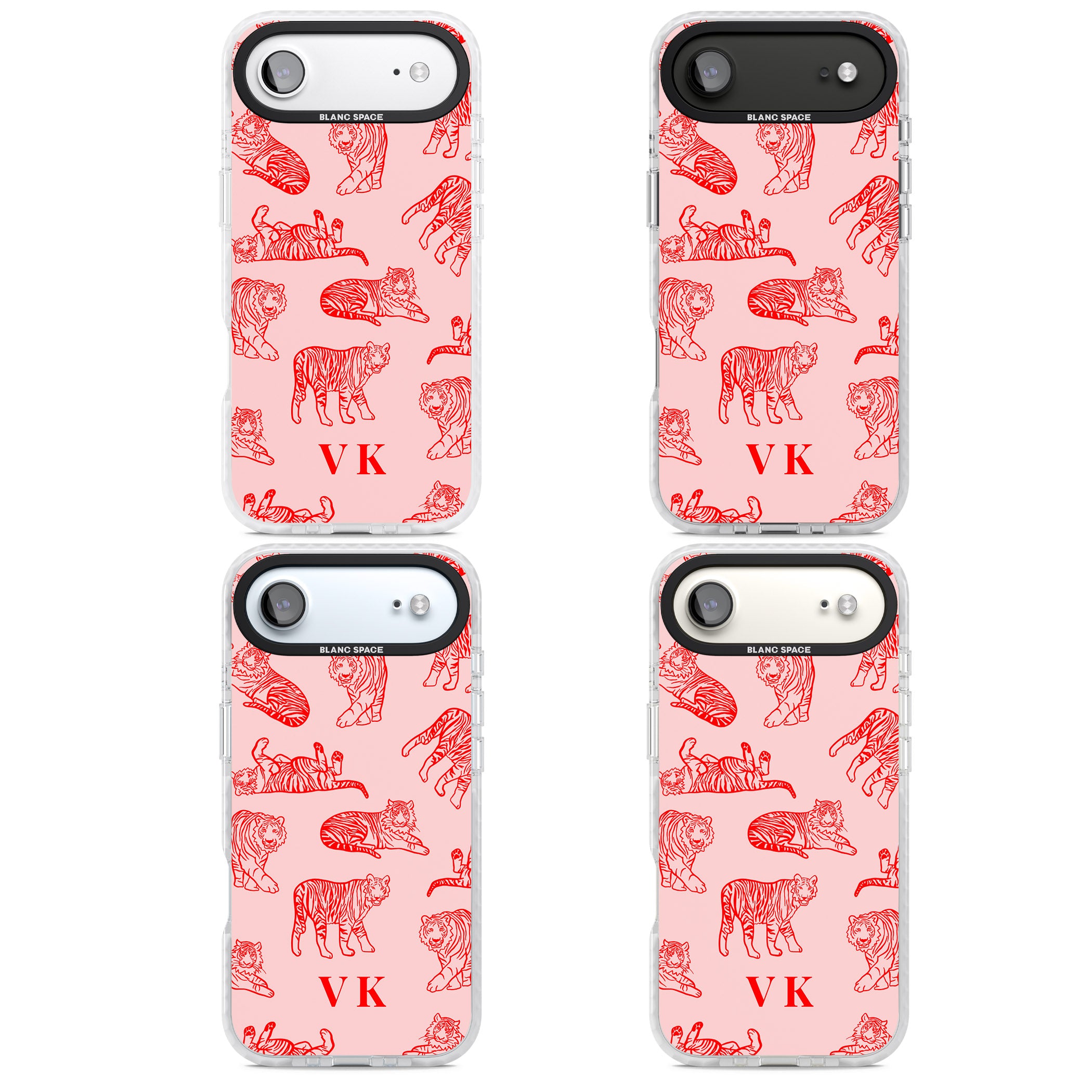 Personalised Red Tiger Outlines On Pink iPhone 17 Air Impact Pro Clear Phone Case APT Impact Protection