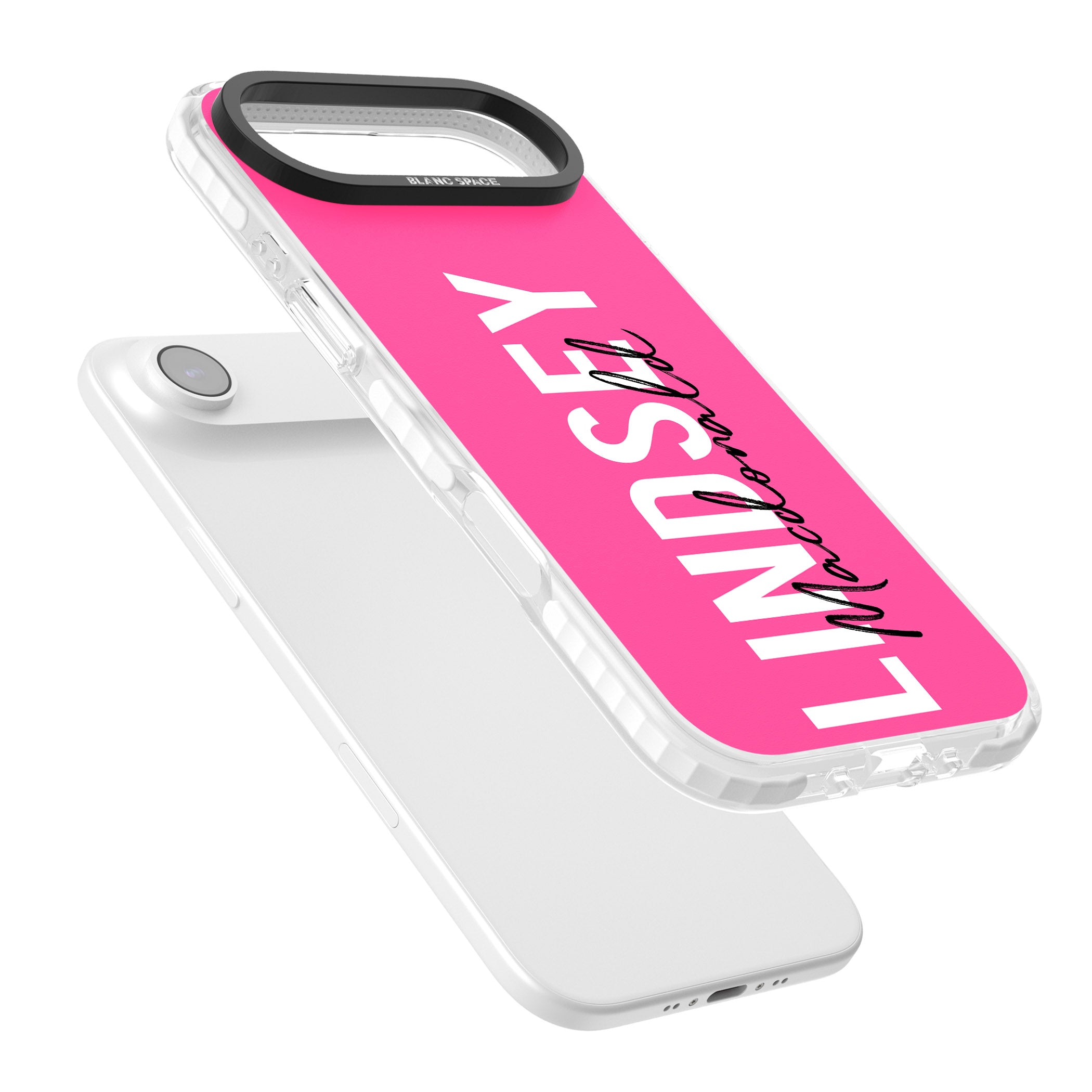Personalised Bold Name: Pink iPhone 17 Air Impact Pro Clear Phone Case Colours