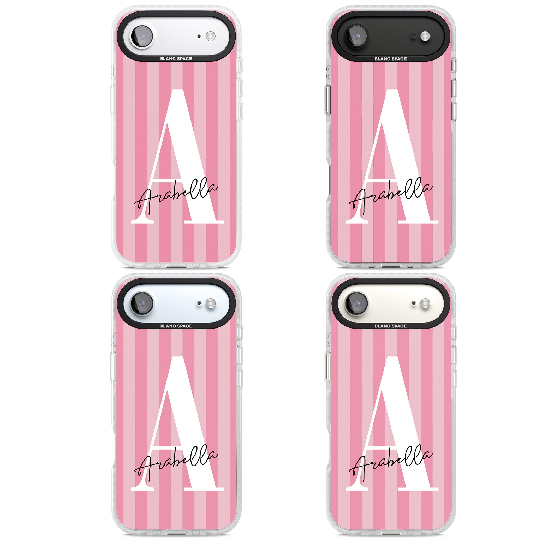 Personalised Pink Stripes Initial iPhone 17 Air Impact Pro Clear Phone Case APT Impact Protection