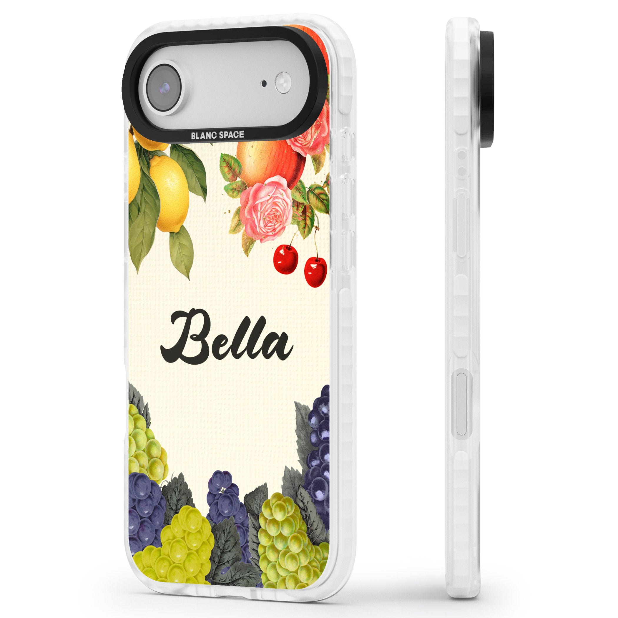 Personalised Vintage Fruits iPhone 17 Air Impact Pro Clear Phone Case Side Profile