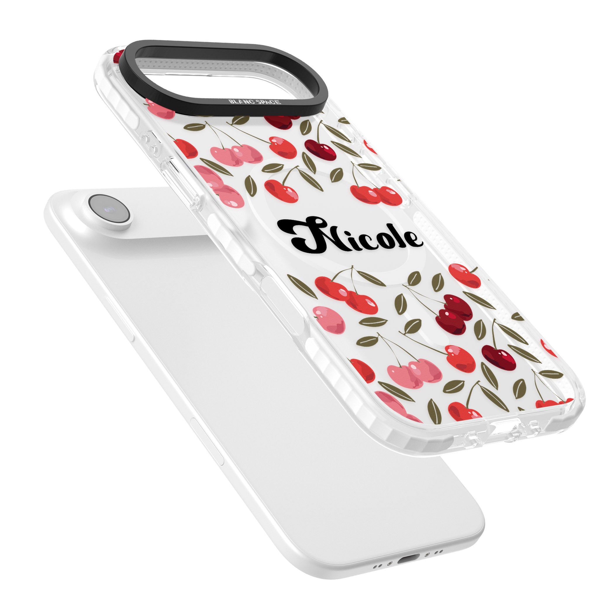 Personalised Cherry Pattern iPhone 17 Air Impact Pro Clear Phone Case Colours