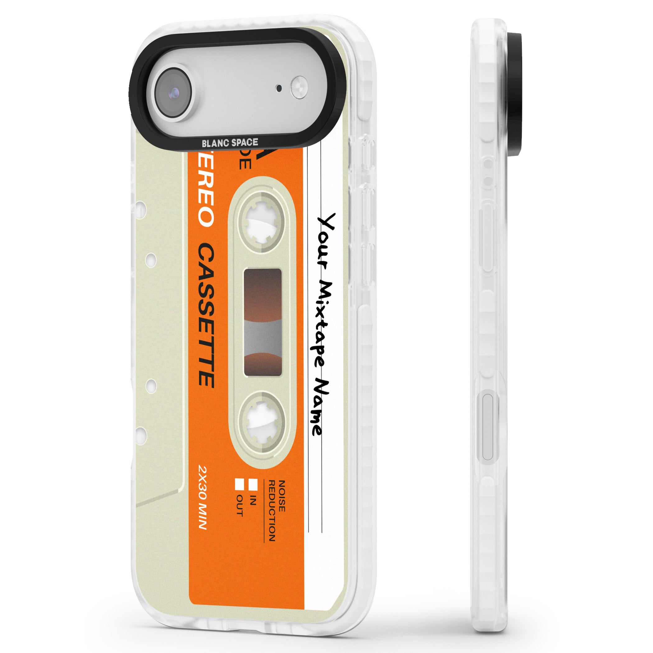 Personalised Retro Cassette Classic iPhone 17 Air Impact Pro Clear Phone Case Side Profile