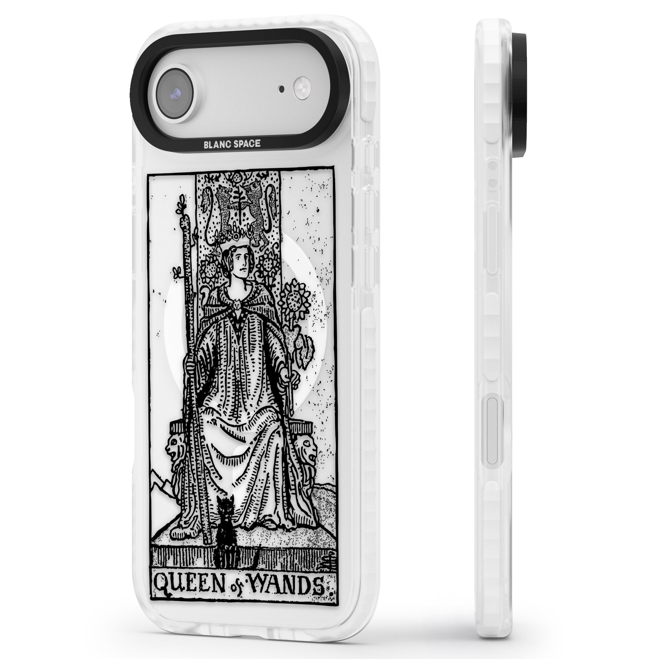 Personalised Queen Of Wands Tarot Card (Clear) iPhone 17 Air Impact Pro Clear Phone Case Side Profile