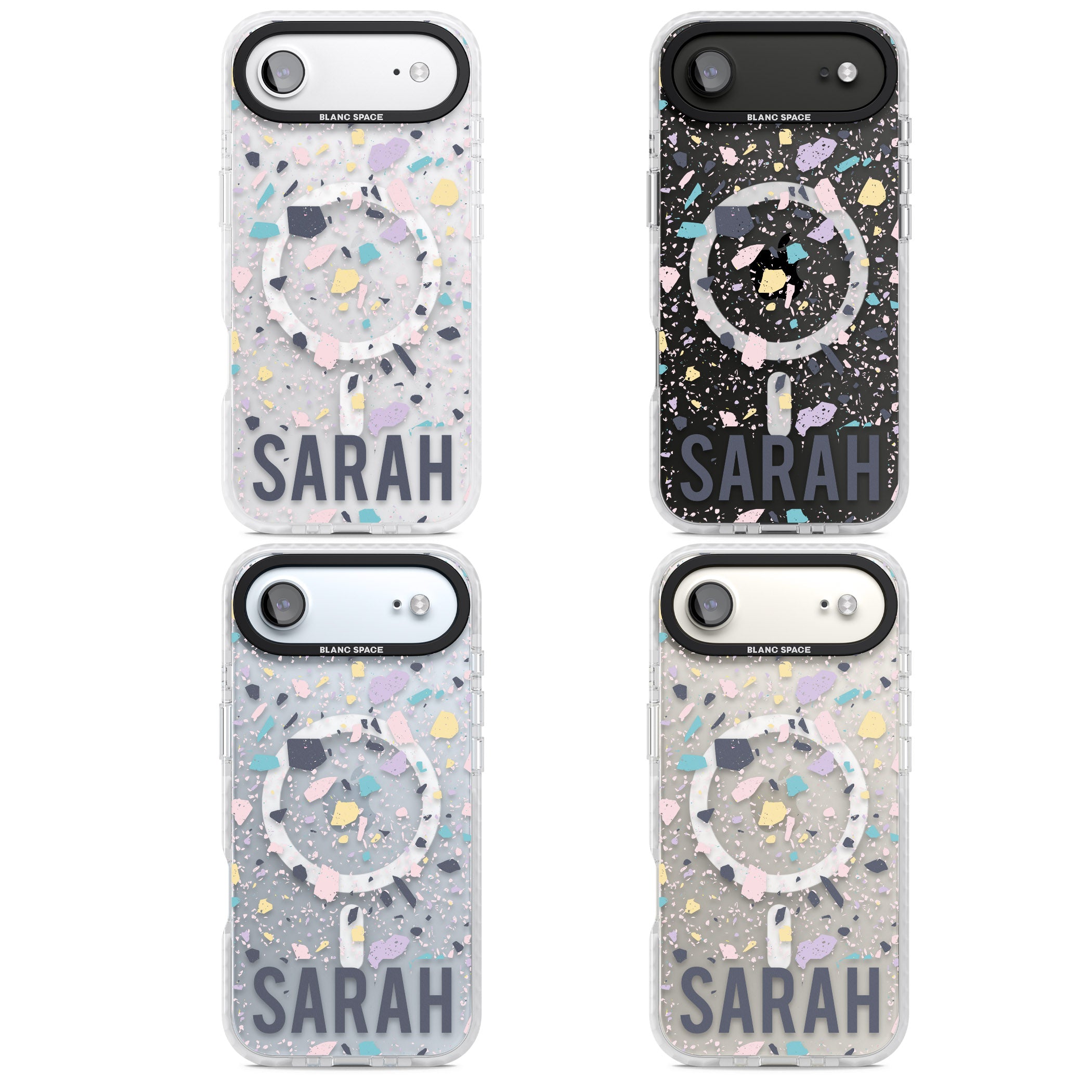 Personalised Pastel Terrazzo iPhone 17 Air Impact Pro Clear Phone Case APT Impact Protection