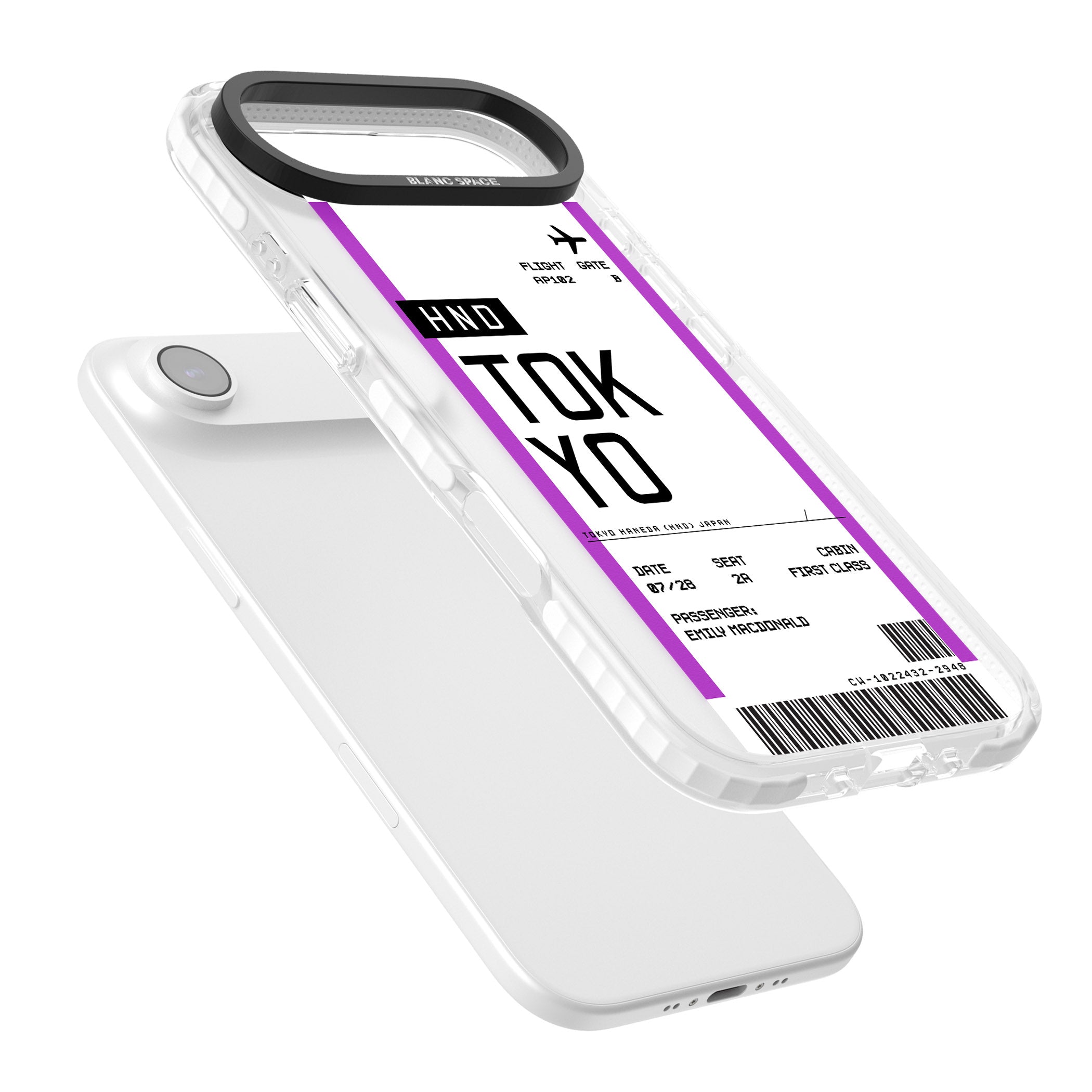 Personalised Tokyo Boarding Pass iPhone 17 Air Impact Pro Clear Phone Case Colours