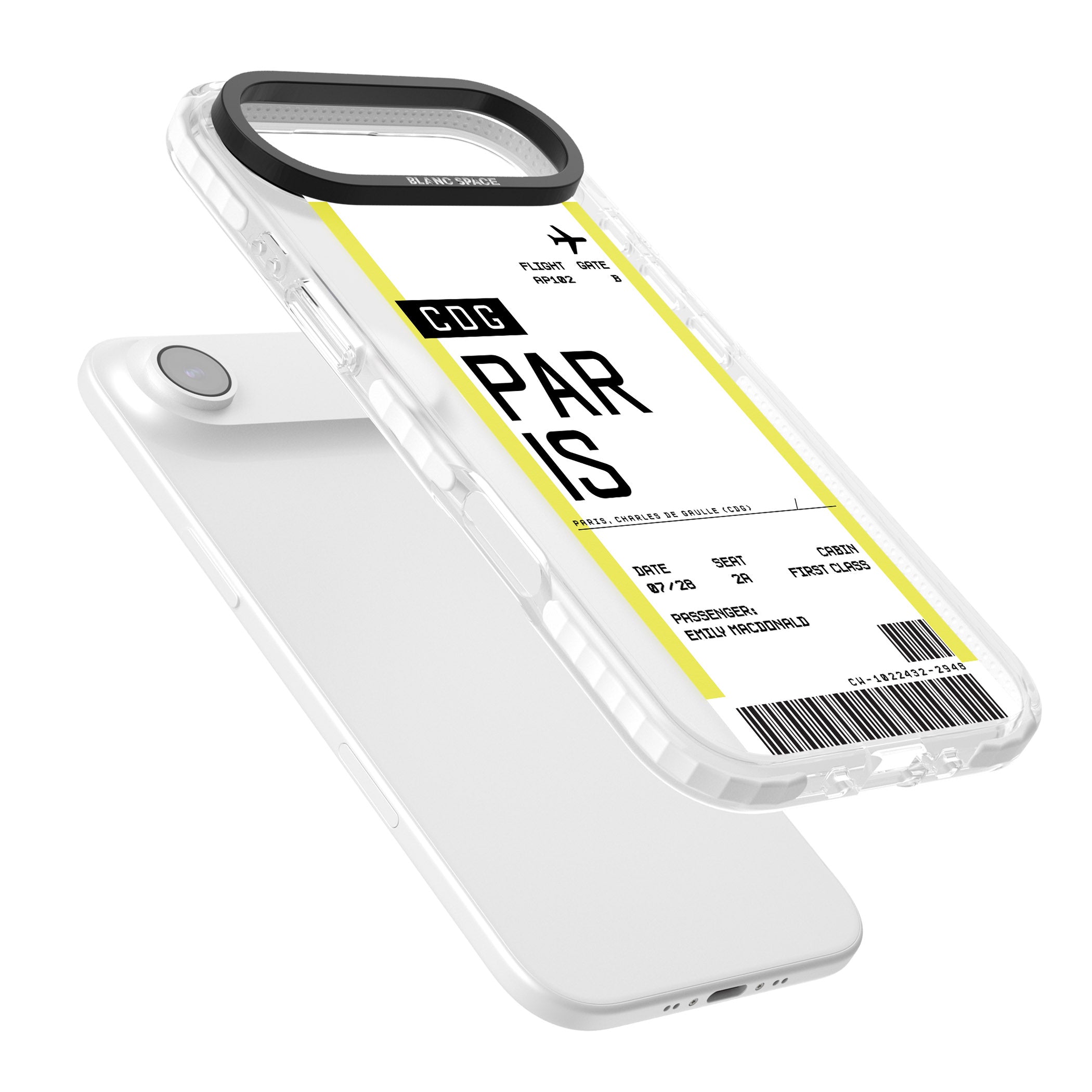 Personalised Paris Boarding Pass iPhone 17 Air Impact Pro Clear Phone Case Colours