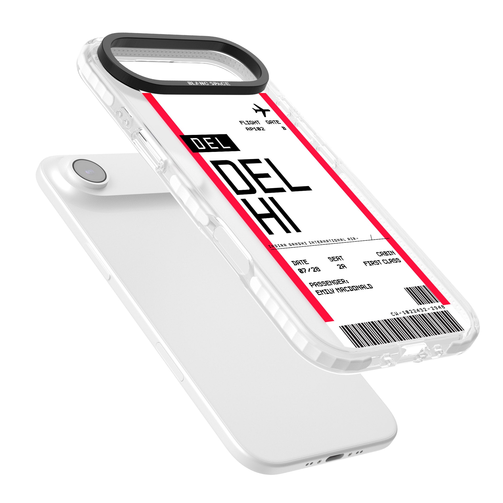 Personalised Delhi Boarding Pass iPhone 17 Air Impact Pro Clear Phone Case Colours