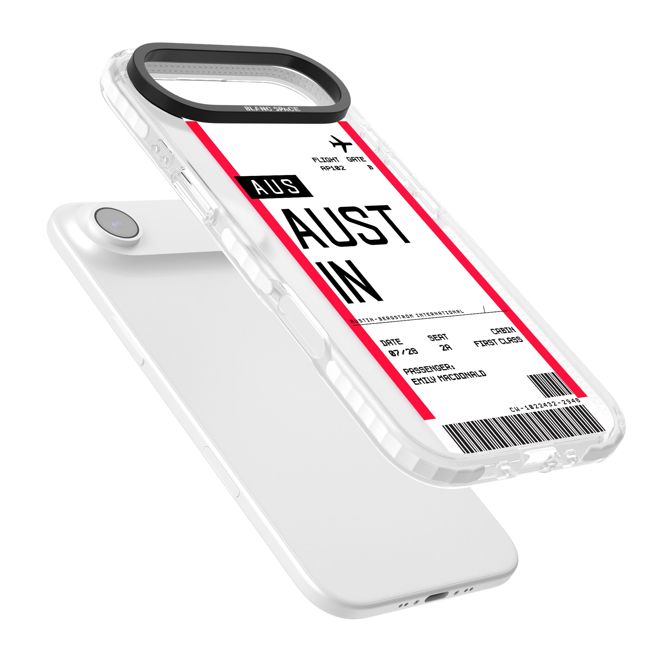 Personalised Austin Boarding Pass iPhone 17 Air Impact Pro Clear Phone Case Colours