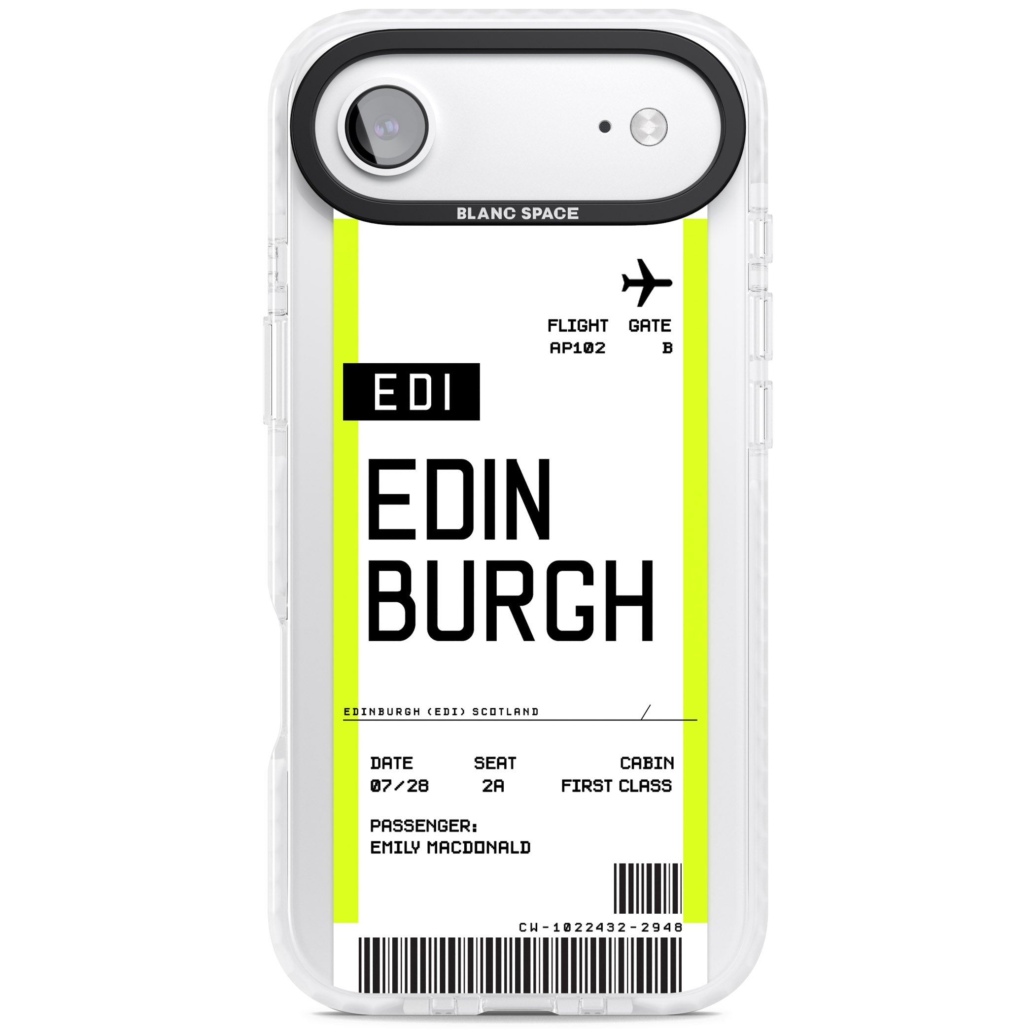 Personalised Edinburgh Boarding Pass iPhone 17 Air Impact Pro Clear Phone Case