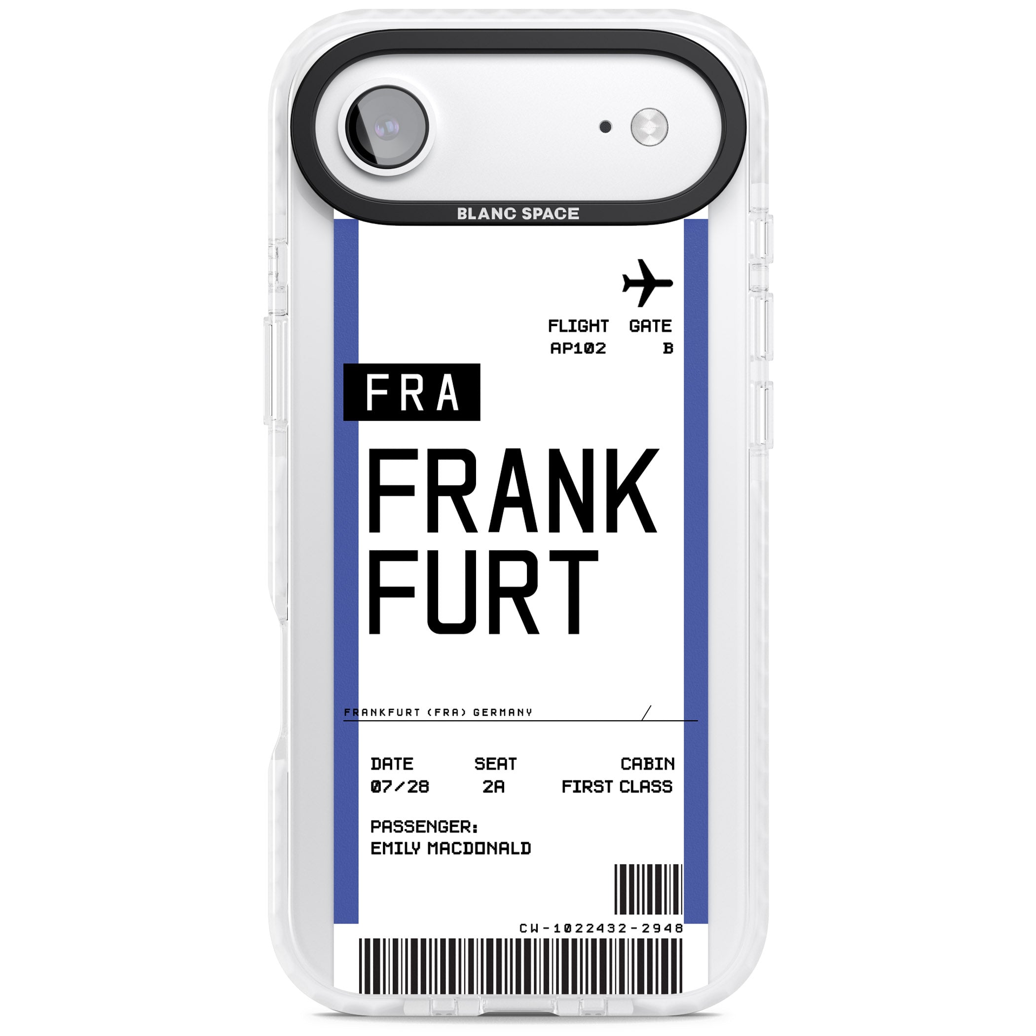 Personalised Frankfurt Boarding Pass iPhone 17 Air Impact Pro Clear Phone Case