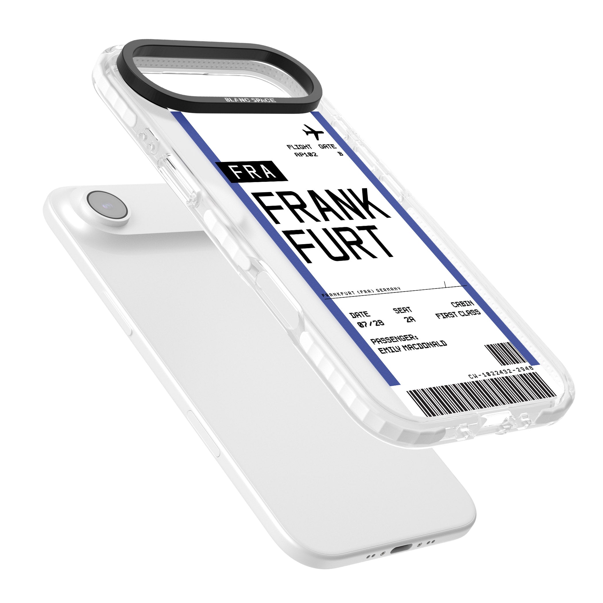 Personalised Frankfurt Boarding Pass iPhone 17 Air Impact Pro Clear Phone Case Colours